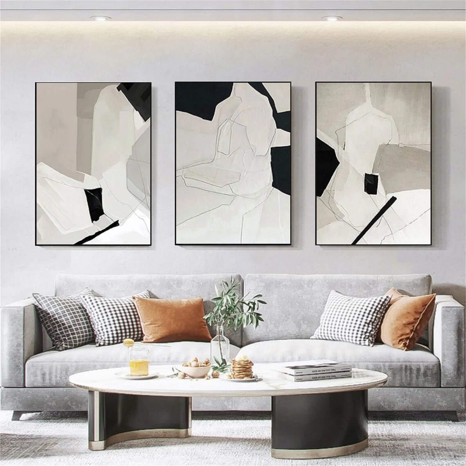 Abstract Tranquility Set of 3 Wall Art Paintings - Modern Minimalist Canvas Prints for Living Room, Bedroom & Office Decor #WS176