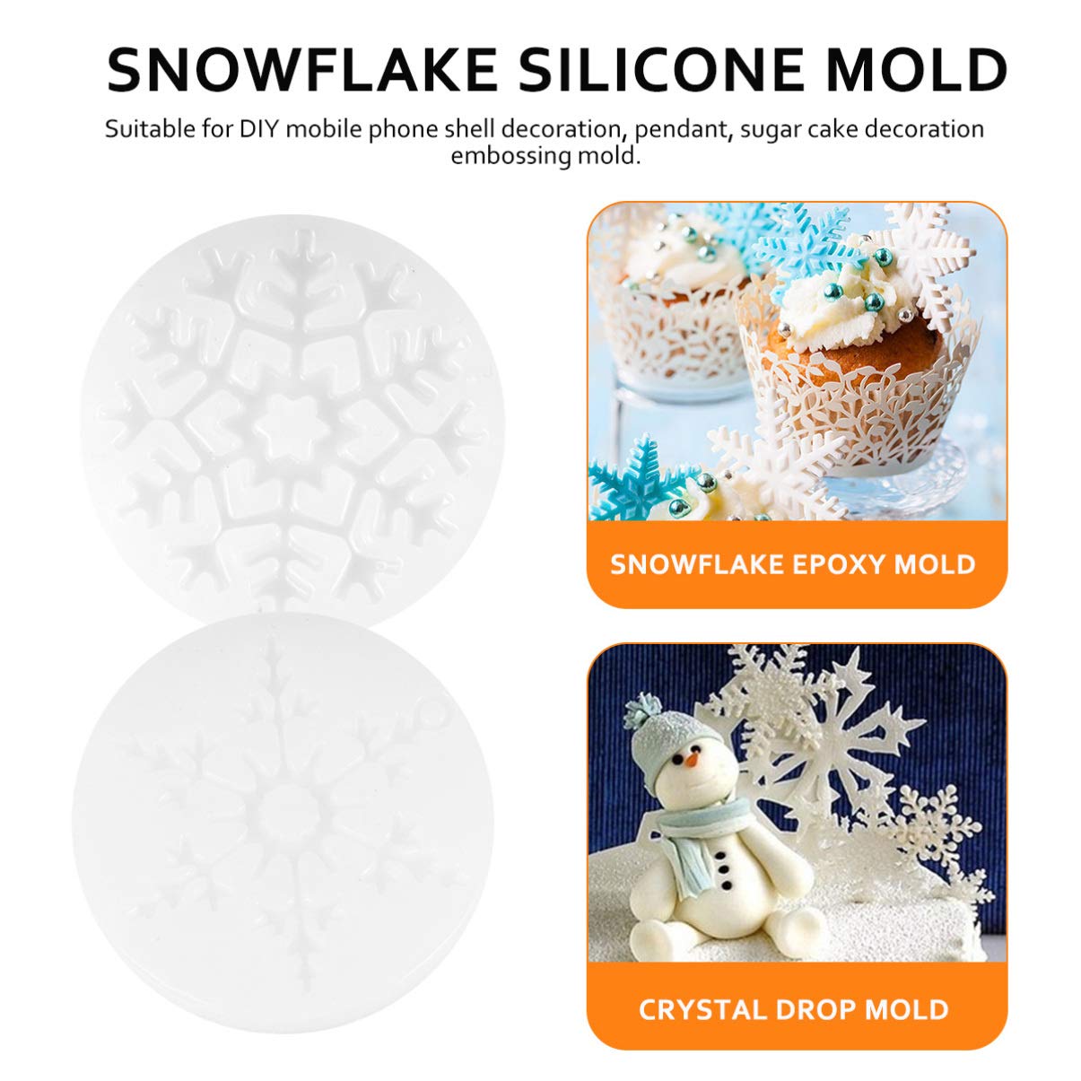 EXCEART 4-Piece Snowflake Silicone Mold Set for Holiday Baking, Jelly, Epoxy Resin Crafts, Christmas Candy Making - Perfect for DIY Fudge, Jewelry & Festive Treats (Great for Christmas Decorations & Gift Making)
