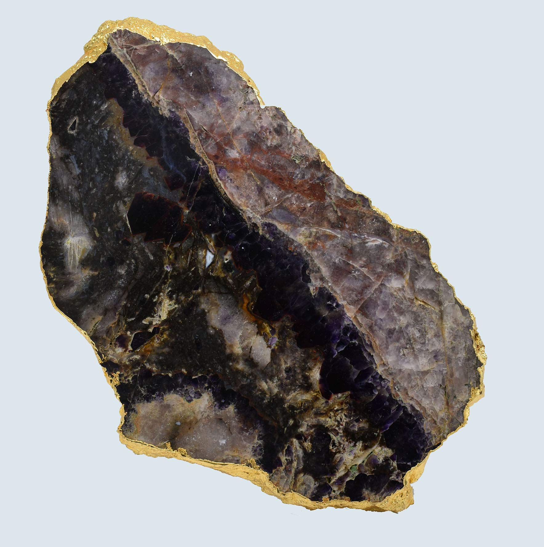 Premium Natural Amethyst Cake Stand with Gold Trim - Elegant Dessert Display for Weddings, Birthdays & Special Occasions