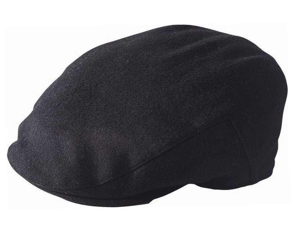 Failsworth Melton Wool Blend Flat Cap - Classic Black Vintage Style Hat for Men | Perfect for Outdoor Activities, Casual Wear & Formal Occasions