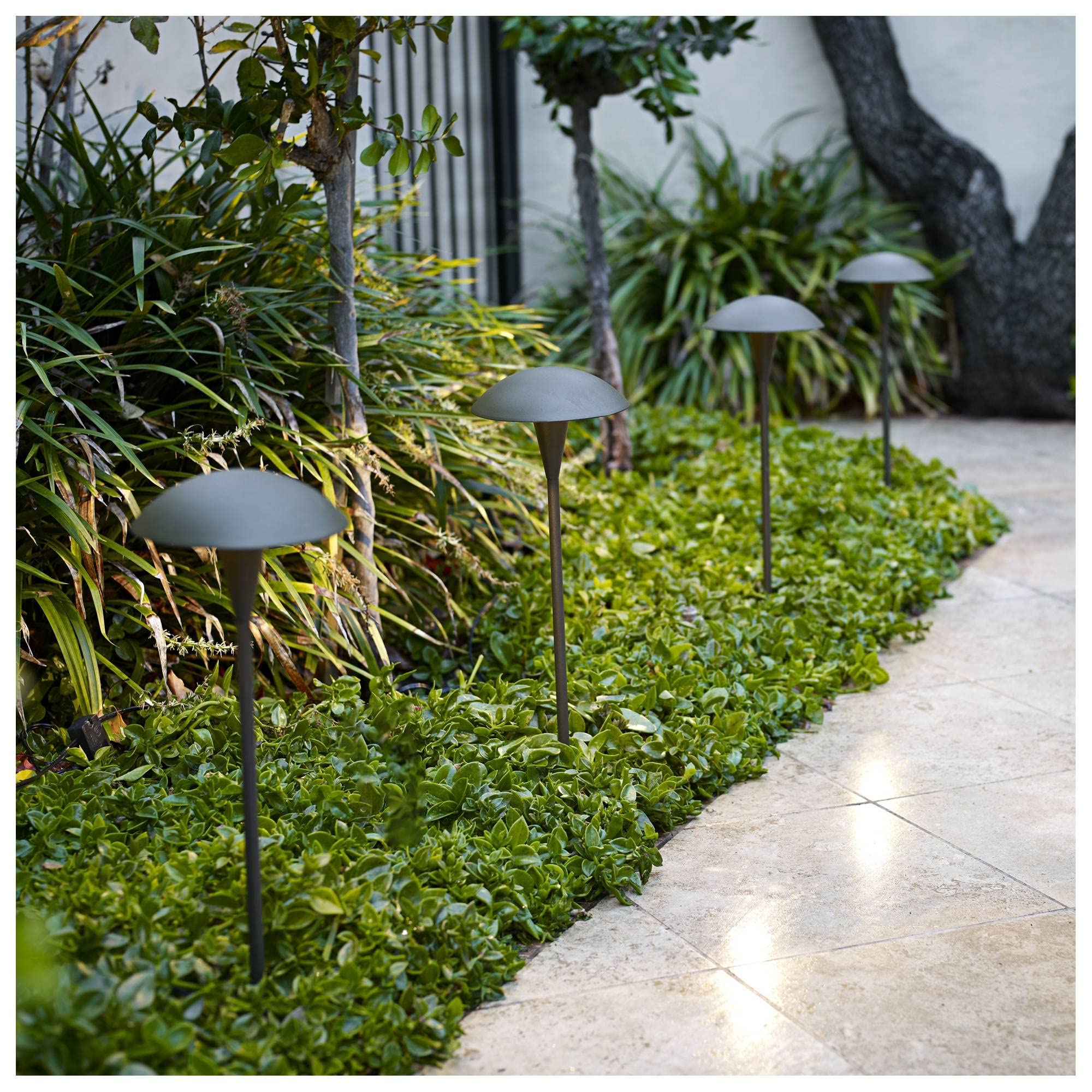 John Timberland Large Mushroom Bronze Finish LED Landscape Path Lights - Set of 4 Outdoor Garden Lighting for Walkways, Driveways, and Yard Decor