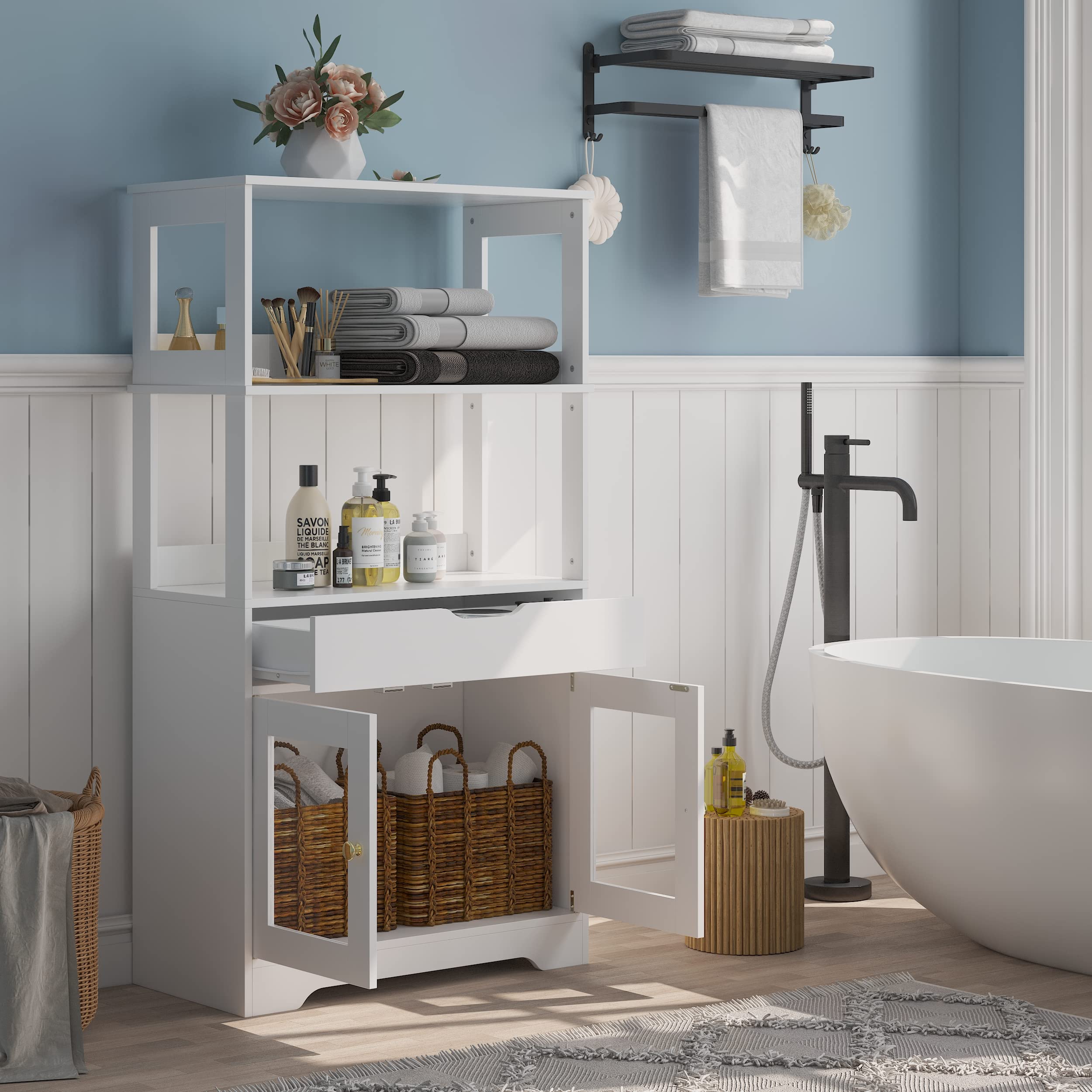 Lovinouse Freestanding Storage Cabinet with Drawer & Shelves - 29.5