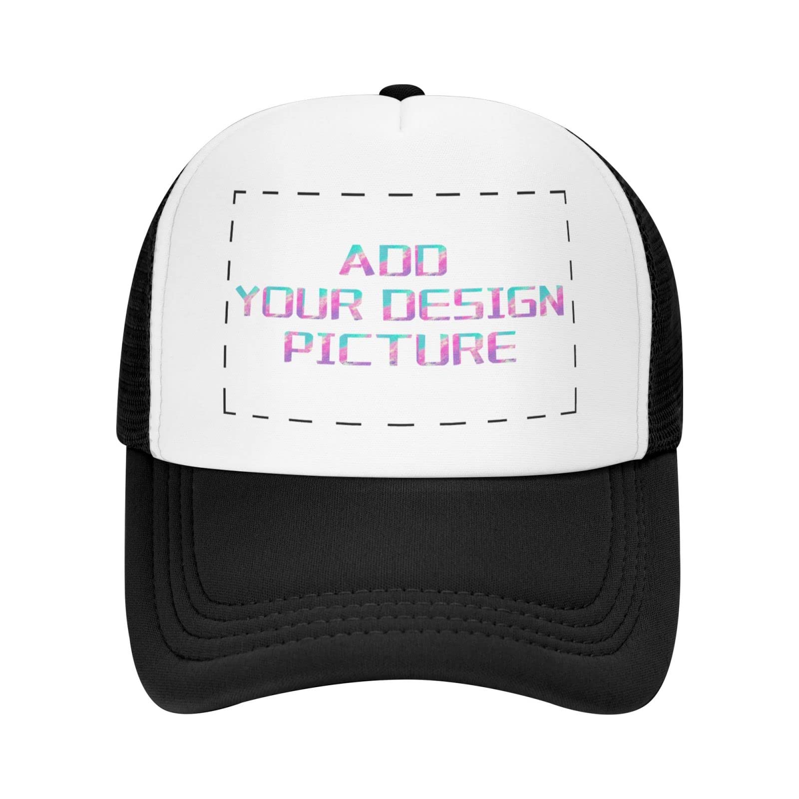 Custom Trucker Hats for Men & Women - Personalized Photo Baseball Caps - Design Your Own Hat - Black - Perfect for Sports, Outdoor Activities & Fashion Accessories
