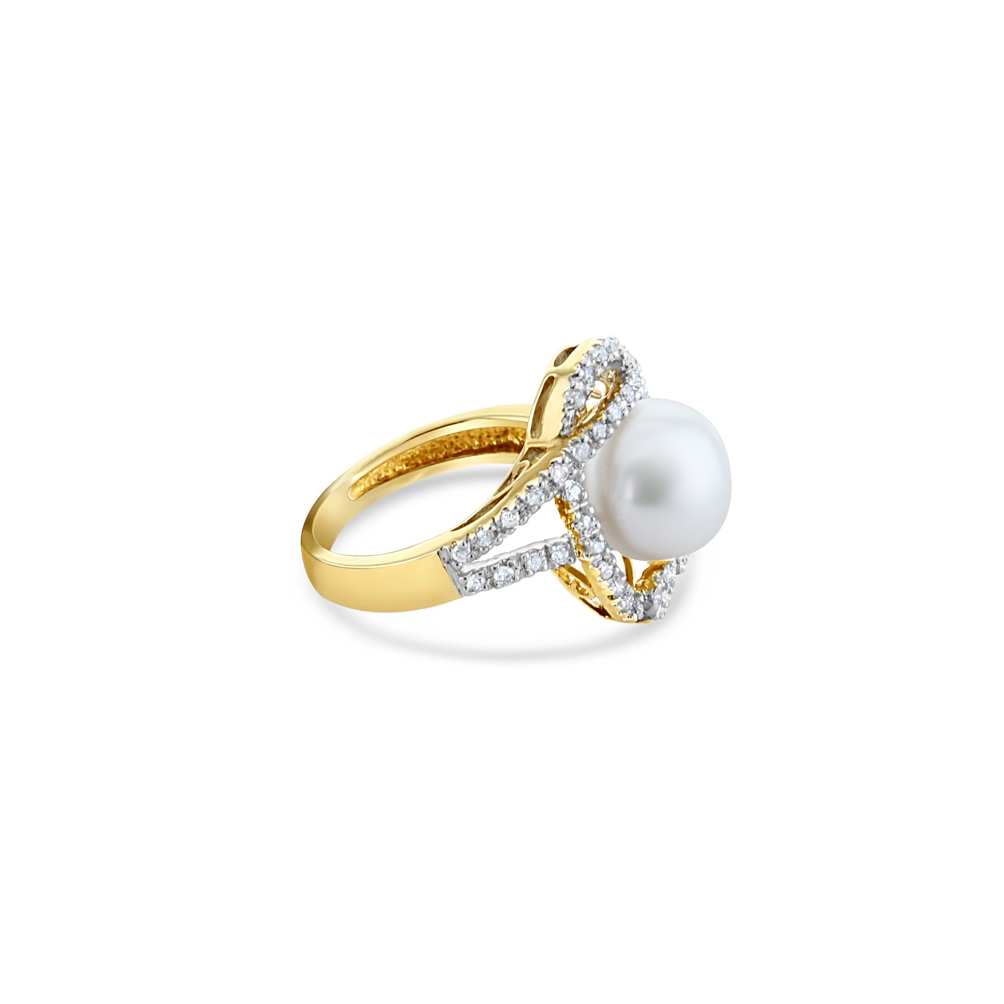 14K Yellow Gold Freshwater Pearl & Diamond Ring - 0.32cttw, Elegant Jewelry for Weddings, Anniversaries & Special Occasions