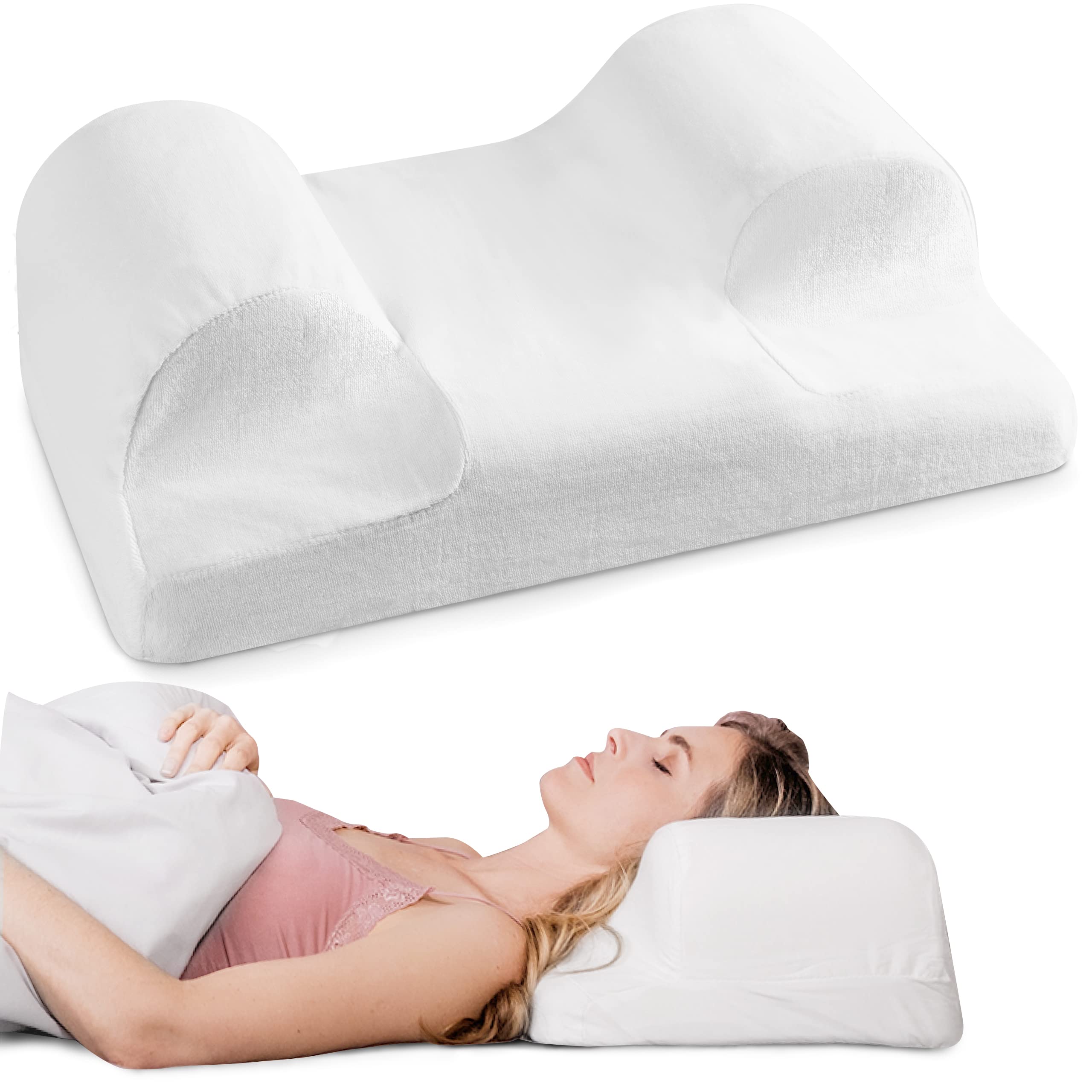 YourFacePillow - Orthopedic Memory Foam Pillow for Back Sleepers | Cervical Neck Support Pillow | Patented Contour Design for Shoulder & Back Pain Relief | Anti-Aging Beauty Pillow for Wrinkle Prevention | Perfect for Side Sleepers & Travel Use