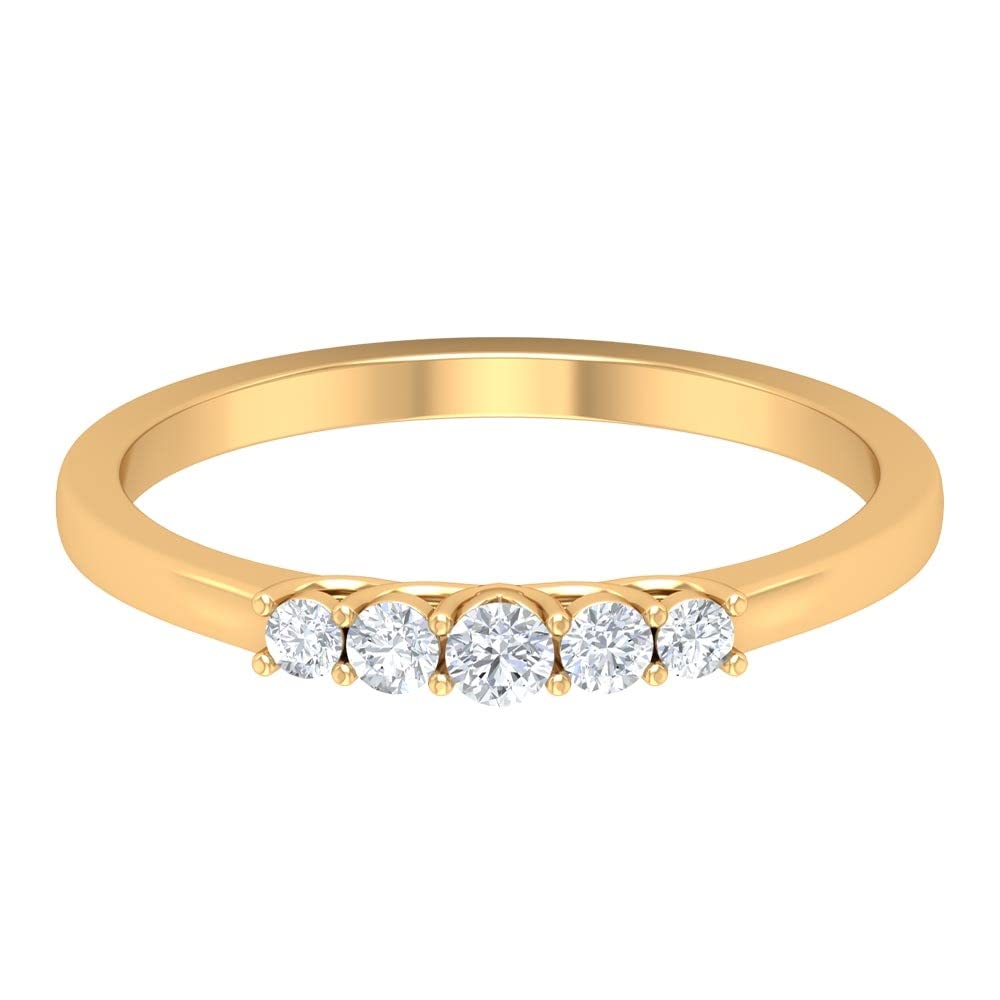 1/4 CT Moissanite Ring for Women - 14K Solid Gold Five Stone Engagement Ring | Elegant Wedding Band, Anniversary Gift for Her | Perfect for Proposals, Bridal Jewelry & Special Occasions