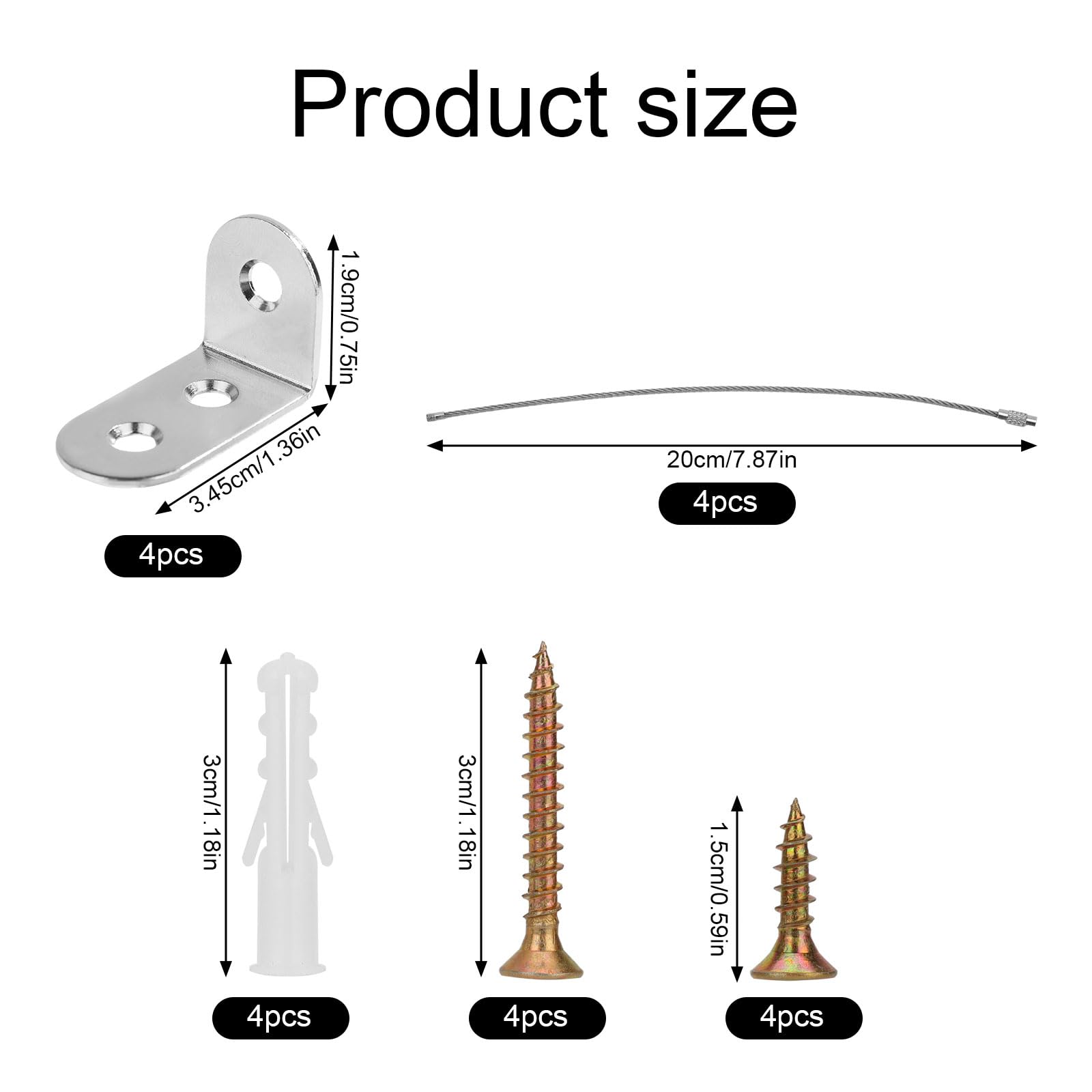 24-Piece Stainless Steel Anti-Tip Furniture Anchors - Heavy Duty Wall Mounting Straps for Baby Proofing & Child Safety - Secure Dressers, Bookshelves, Cabinets & TVs to Prevent Tip-Over Accidents