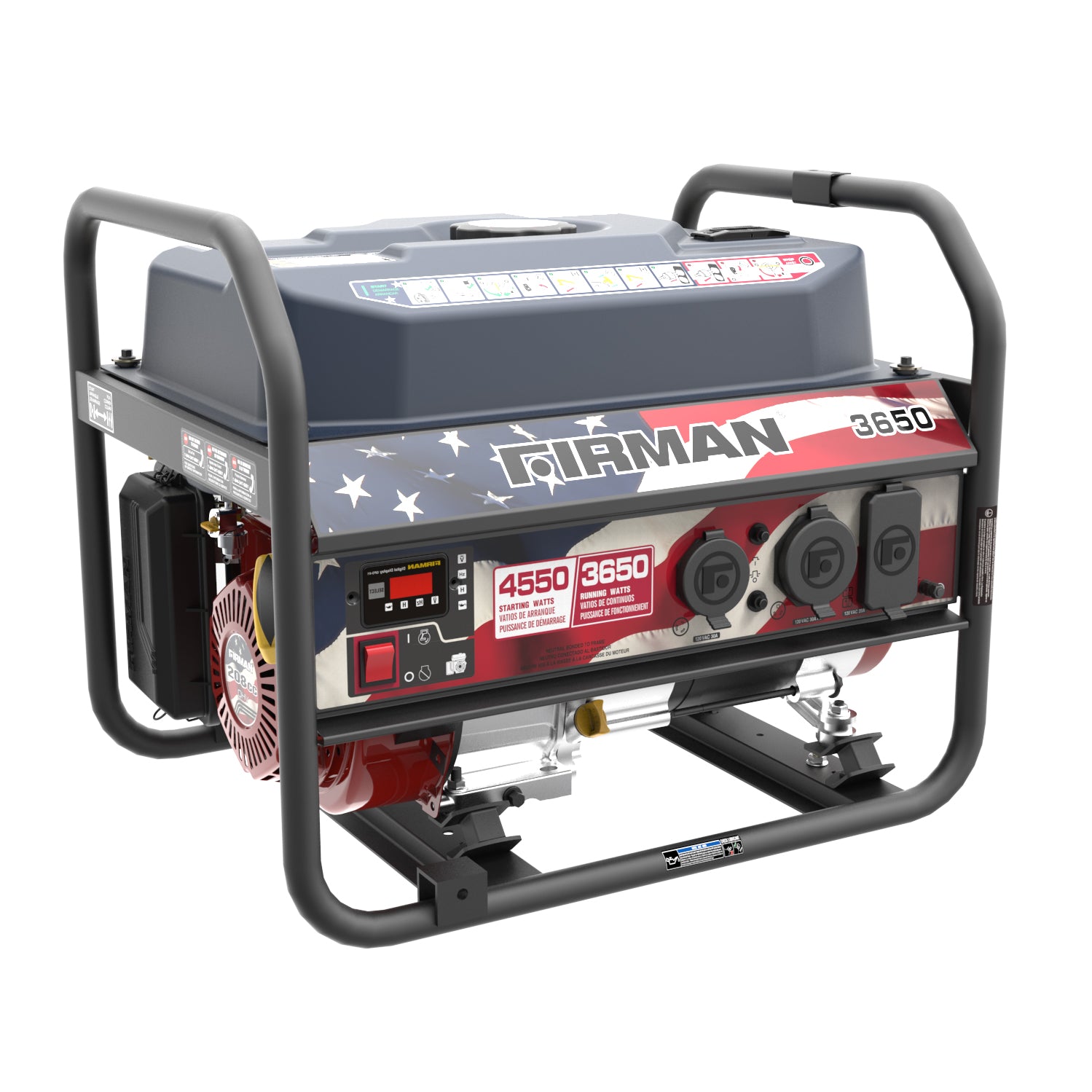 4550W Portable Gas Generator with Recoil Start - 120V Power Output for Camping, Emergencies & Outdoor Activities