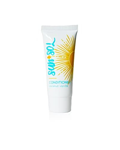 Sun + Sol Bulk Hydrating Conditioner with Warm Coconut & Vanilla Scent - Travel Size Toiletries (1.5 oz) - Mini Hotel Amenities for Guests - Perfect for Hotels, Spas, Gyms and Travel Kits