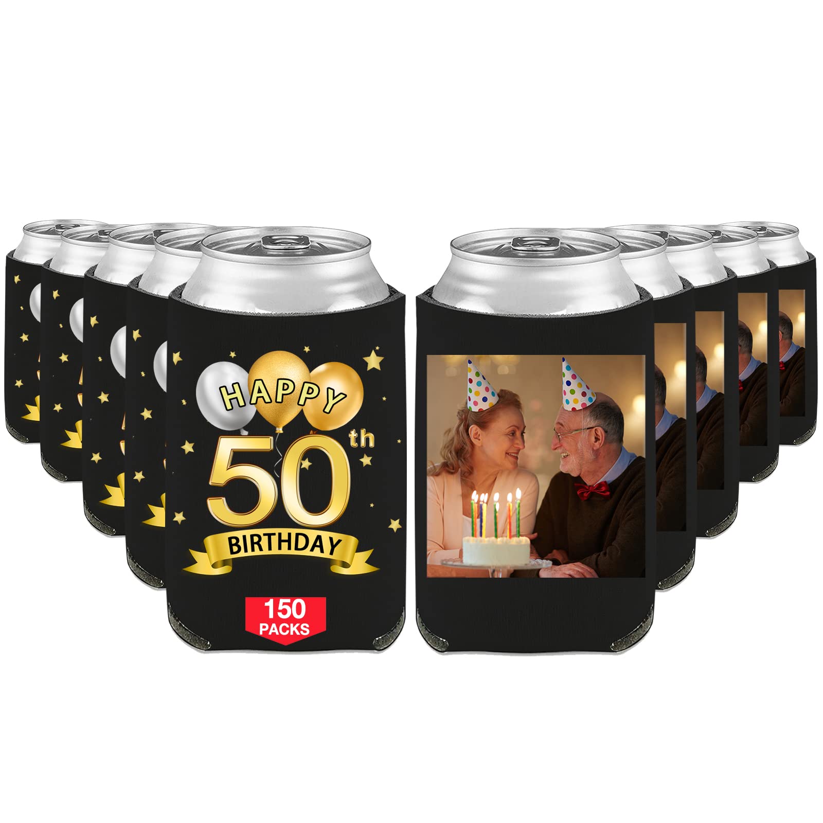 Custom Personalized Birthday Can Coolers & Beer Bottle Sleeves - Bulk Photo & Name Printed Beverage Holders for Parties, Gifts & Celebrations