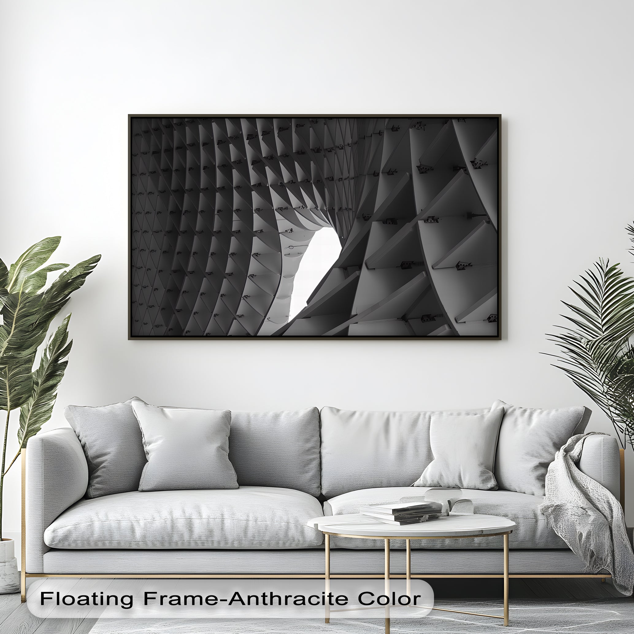 Abstract Structural Canvas Wall Art - Modern Geometric Home Decor for Living Room, Bedroom & Office | Framed Architectural Design Print