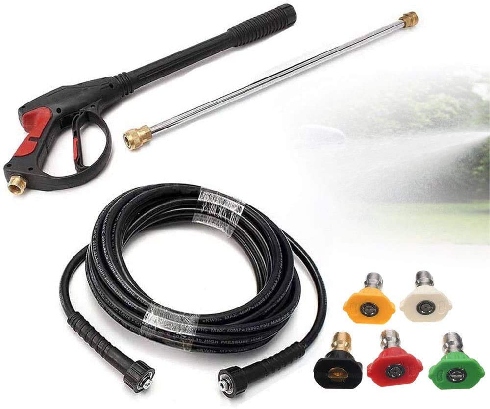 Aohuada High Pressure Washer Gun with 5 Nozzle Tips & 26ft Hose - Heavy Duty Power Washer Spray Gun Attachment for Cleaning Cars, Driveways, Patios & Outdoor Surfaces