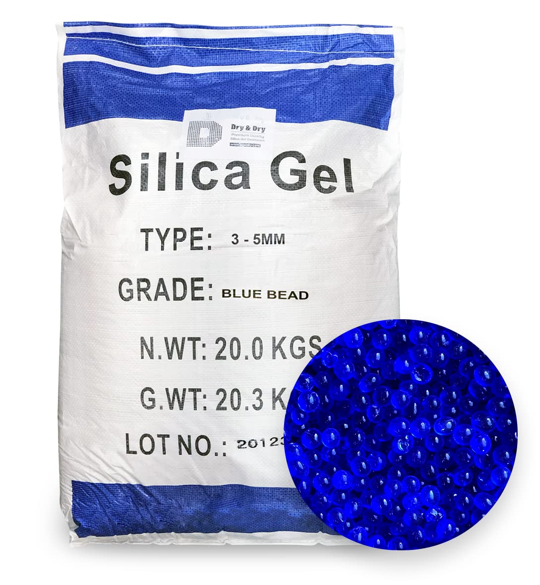 44 LBS Blue Indicating Silica Gel Beads Desiccants (3-5mm) - Reusable Moisture Absorber for Storage, Shipping & Electronics Protection | Industrial Strength Silica Gel Bulk Pack | Turns Pink When Saturated