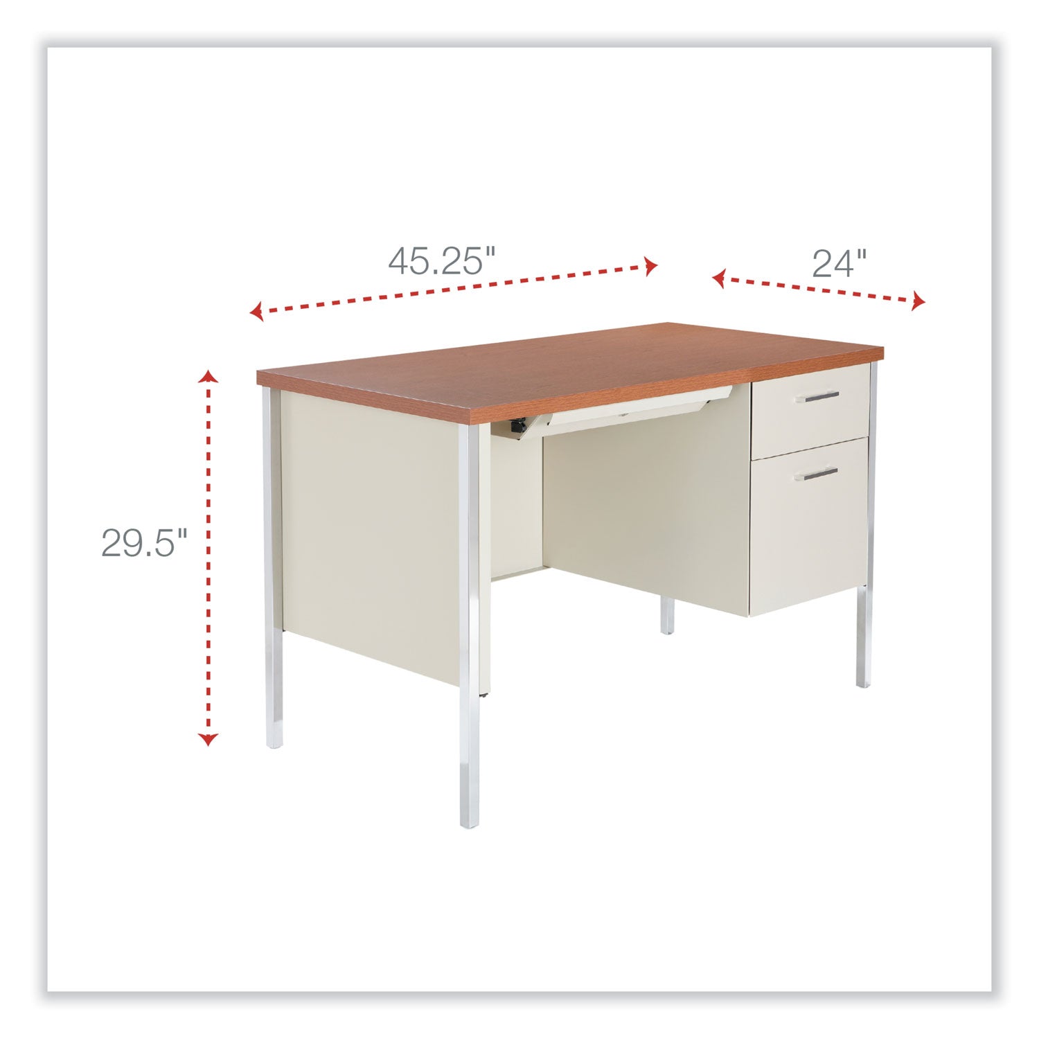 Alera® Single Pedestal Steel Office Desk - 45.25