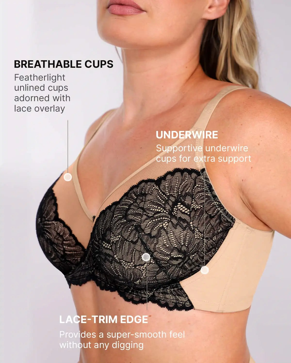 Best Supportive Unlined Lace Underwire Bra for Women - Comfortable Everyday Wear & Special Occasions