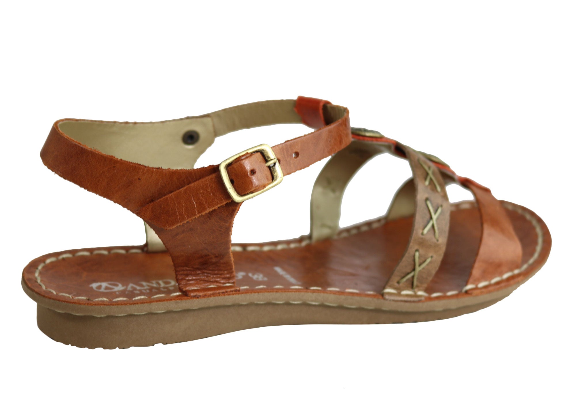 Andacco Madisson Women's Comfort Flat Leather Sandals - Handmade in Brazil - Perfect for Summer, Beach & Casual Outings
