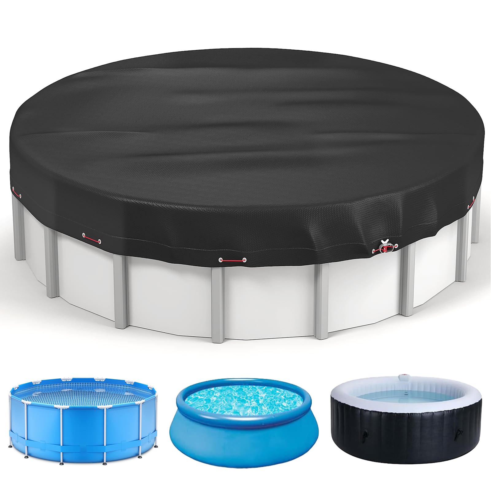 6Ft Round Above Ground Pool Cover - Heavy Duty Oxford Fabric with Winch & Cable | All Season UV Resistant, Waterproof, Dustproof Inflatable Pool Cover | Perfect for Winter Protection, Summer Debris Prevention & Year-Round Pool Maintenance