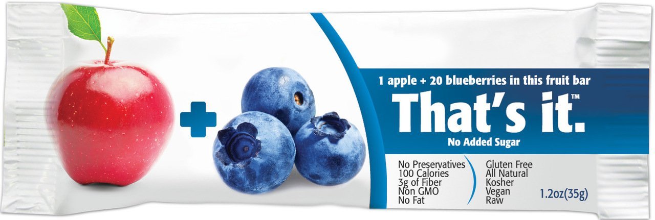 Organic Apple & Blueberry Fruit Bars - Gluten Free, Vegan Snacks, Pack of 24 (2 Cases) | Healthy On-the-Go Breakfast & Kids Lunch Box Snacks