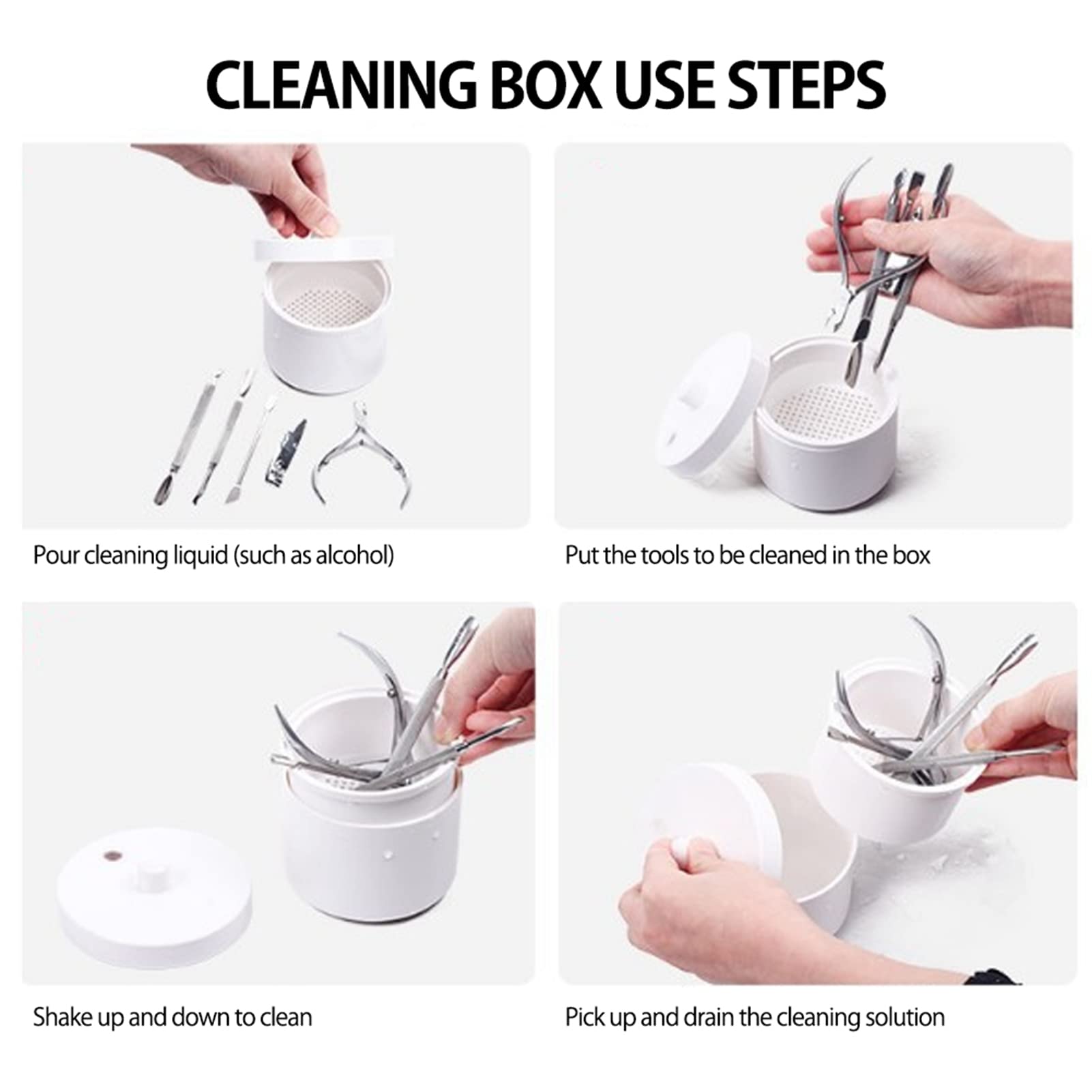 Saluaqui Nail Tool Sterilizer - Small Disinfection Round Box with Net Basket for Manicure Tools, Nail Art Accessories & Metal Equipment | Perfect for Nail Salons, Home Use & Professional Manicurists
