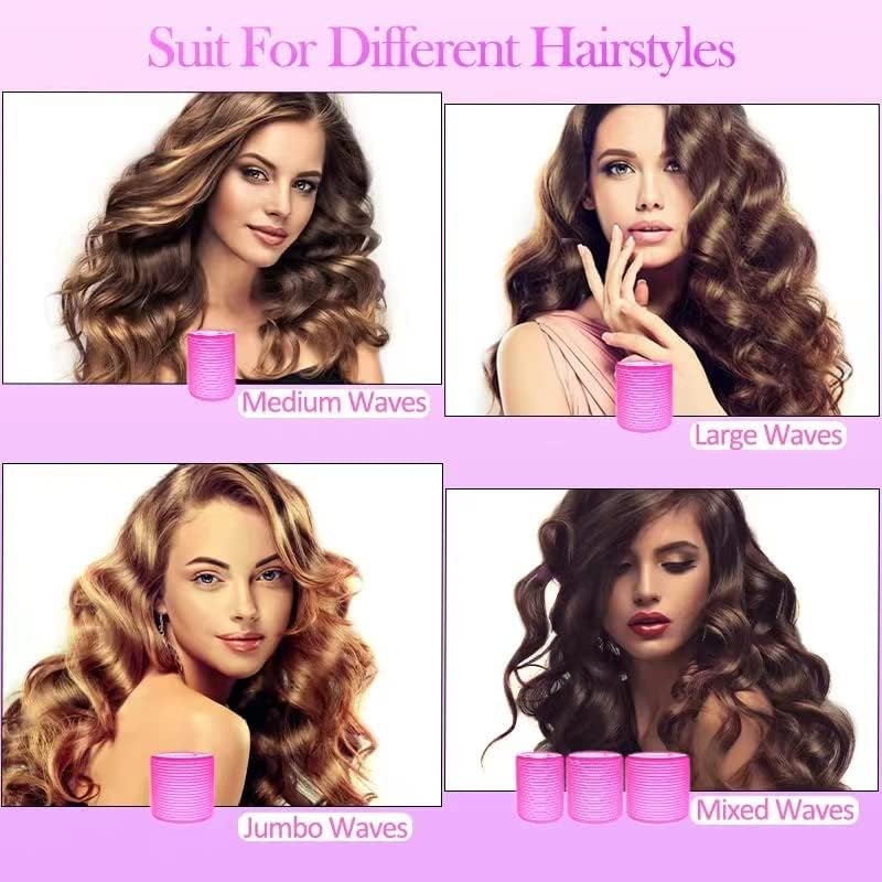 6Pcs Self-Grip Hair Rollers with 12Pcs Stainless Steel Duckbill Clips - Voluminous Curls for Long & Medium Hair - Perfect for Salon Styling & Home Use