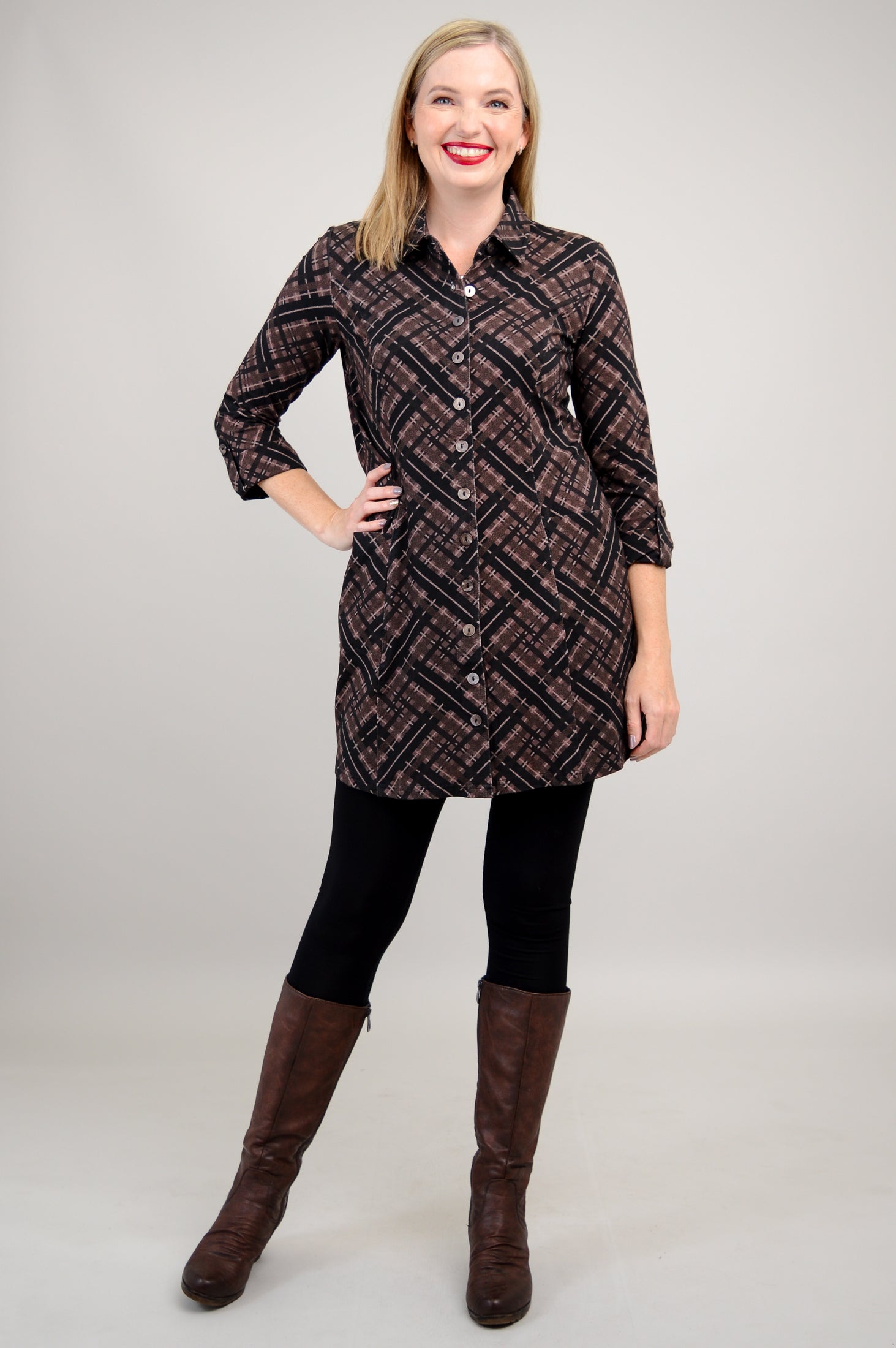 Charlie Tunic - Soft Bamboo Fabric Plaid Tops for Women | Final Sale | Perfect for Casual Wear, Office Outfits & Weekend Brunch