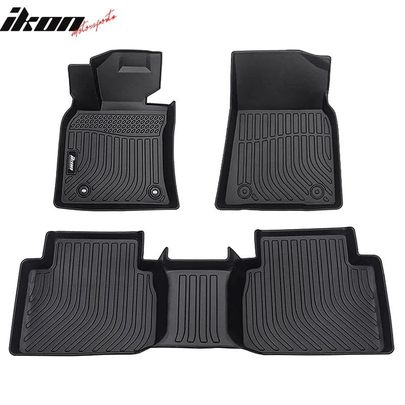IKON All-Weather Floor Mats for 2018-2024 Toyota Camry - 3PC Black TPE Car Floor Liners - 1st & 2nd Row Protection - Durable, Non-Slip, Easy to Clean - Perfect for Daily Commute, Road Trips & Winter Weather