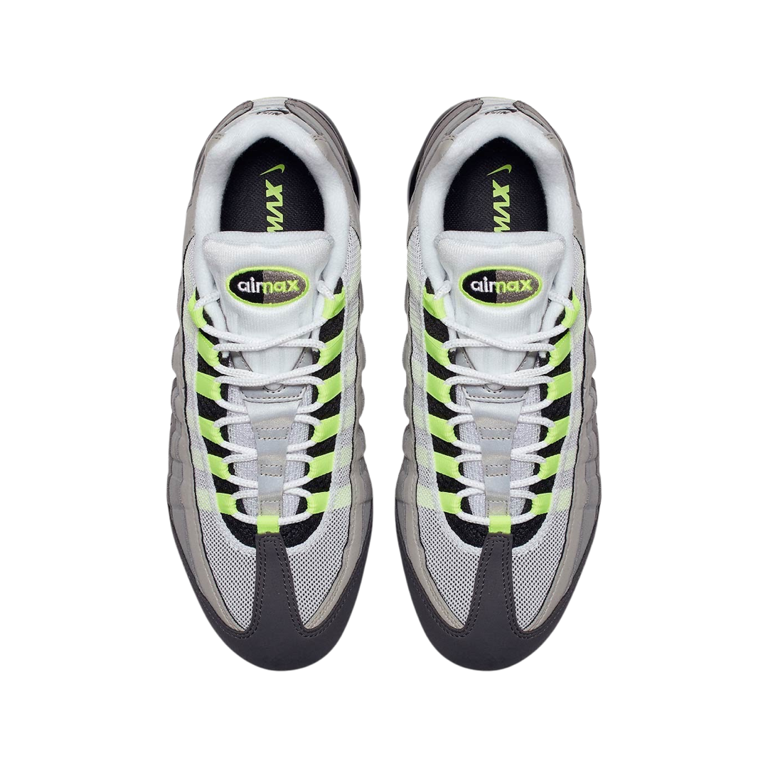 Nike Air VaporMax 95 OG Neon Sneakers - Black/Volt/Medium Ash/Dark Pewter/Dust Granite | Men's Running Shoes for Gym, Workout & Casual Wear