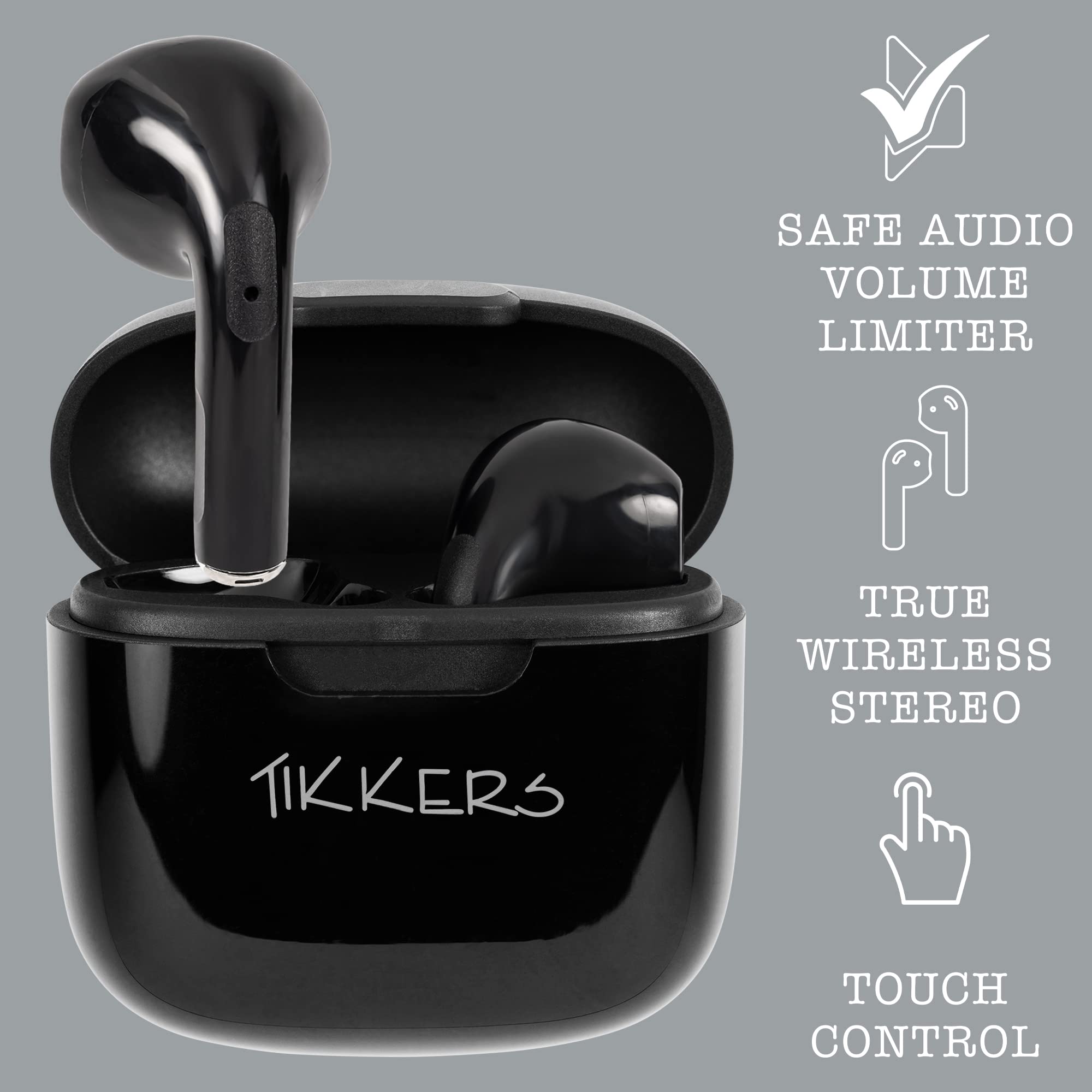 TKS10-0002-SETARG Tikkers Teen Series 10 Smart Watch & Wireless Earbuds Combo - Black | Fitness Tracker, Heart Rate Monitor, Bluetooth Headphones for Teens | Perfect for School, Sports & Daily Activities