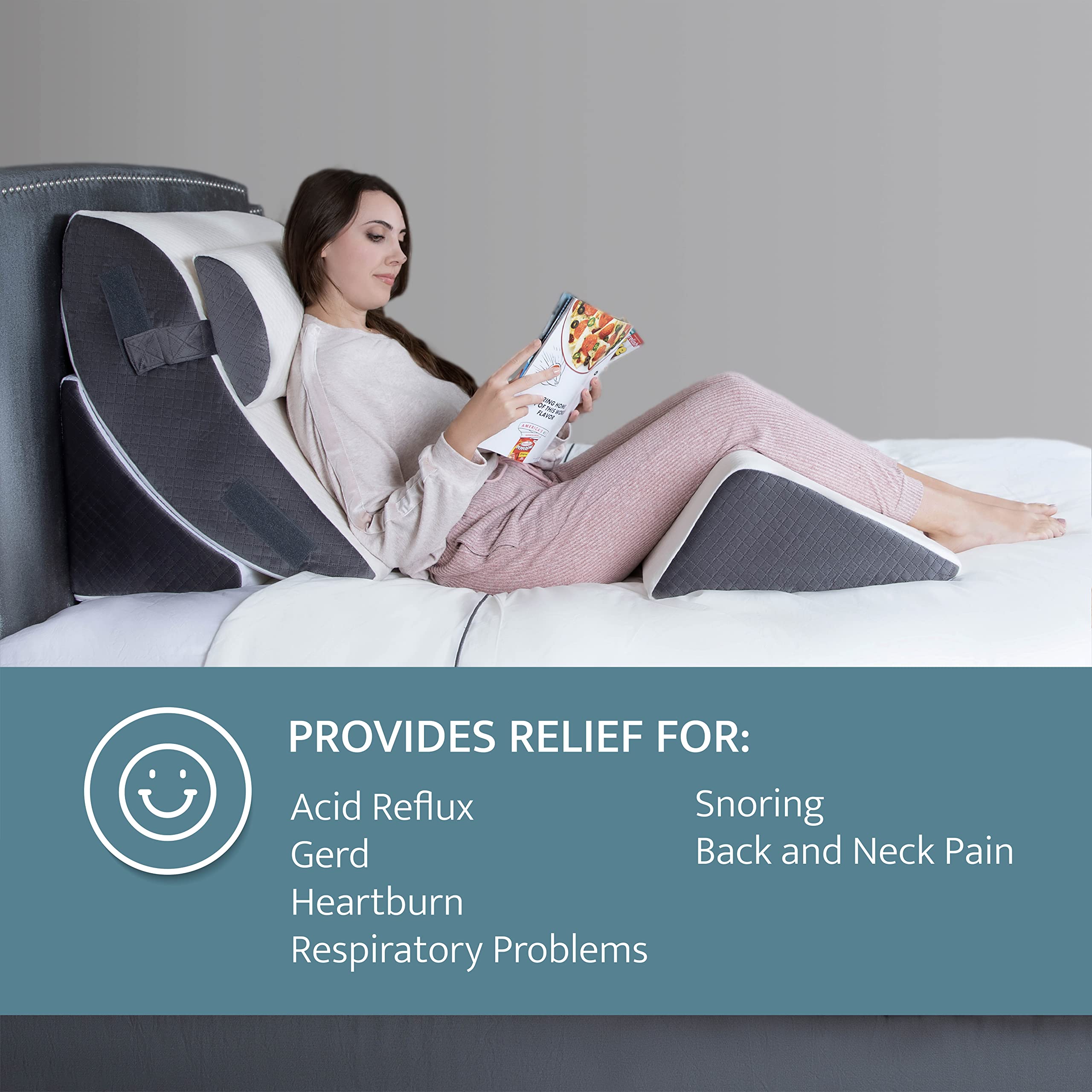 **Kӧlbs Bed Wedge Pillow Set – Chic Jacquard Cover for Sleeping, Acid Reflux & Heartburn Relief – 4-Piece Orthopedic Support (Ideal for Back Pain, GERD & Post-Surgery Recovery)**