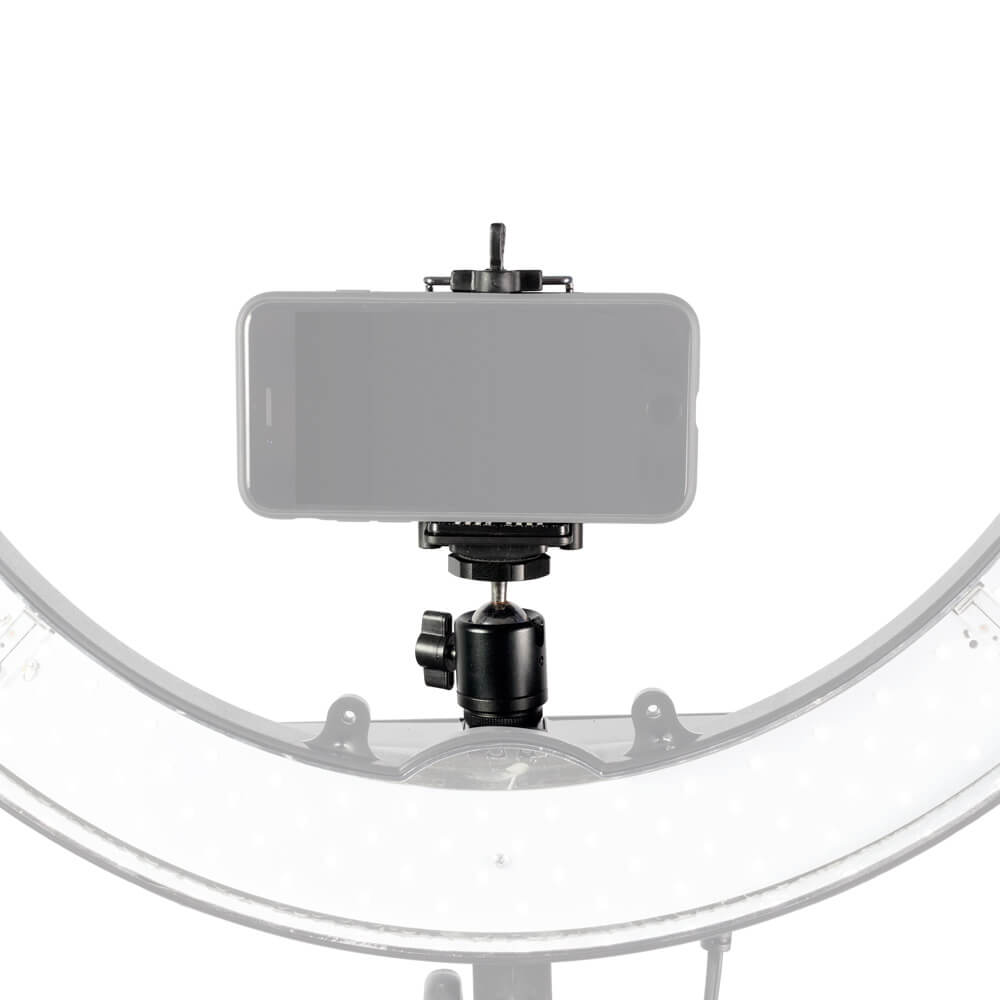 Professional Smartphone Clamp with Mini Hot Shoe Mount & Ball Head - Perfect for Vlogging, Photography, and Live Streaming on iPhone & Android Devices