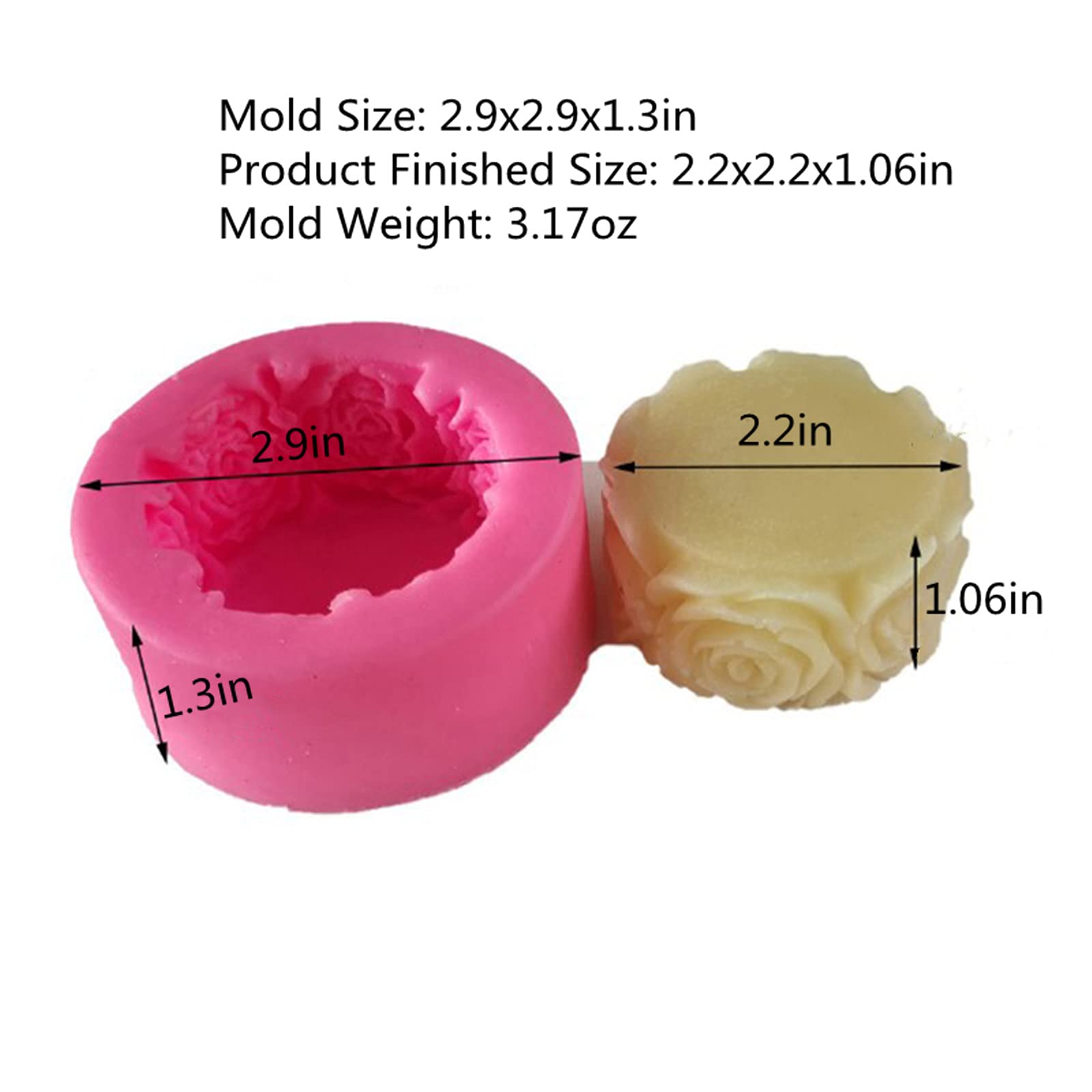 3D Rose Silicone Soap Mold - Round Candle & Fondant Mold for Handmade Soap, Lotion Bars, Bath Bombs, Wax Crayons - Perfect for DIY Crafts, Wedding Favors, and Home Spa Gifts