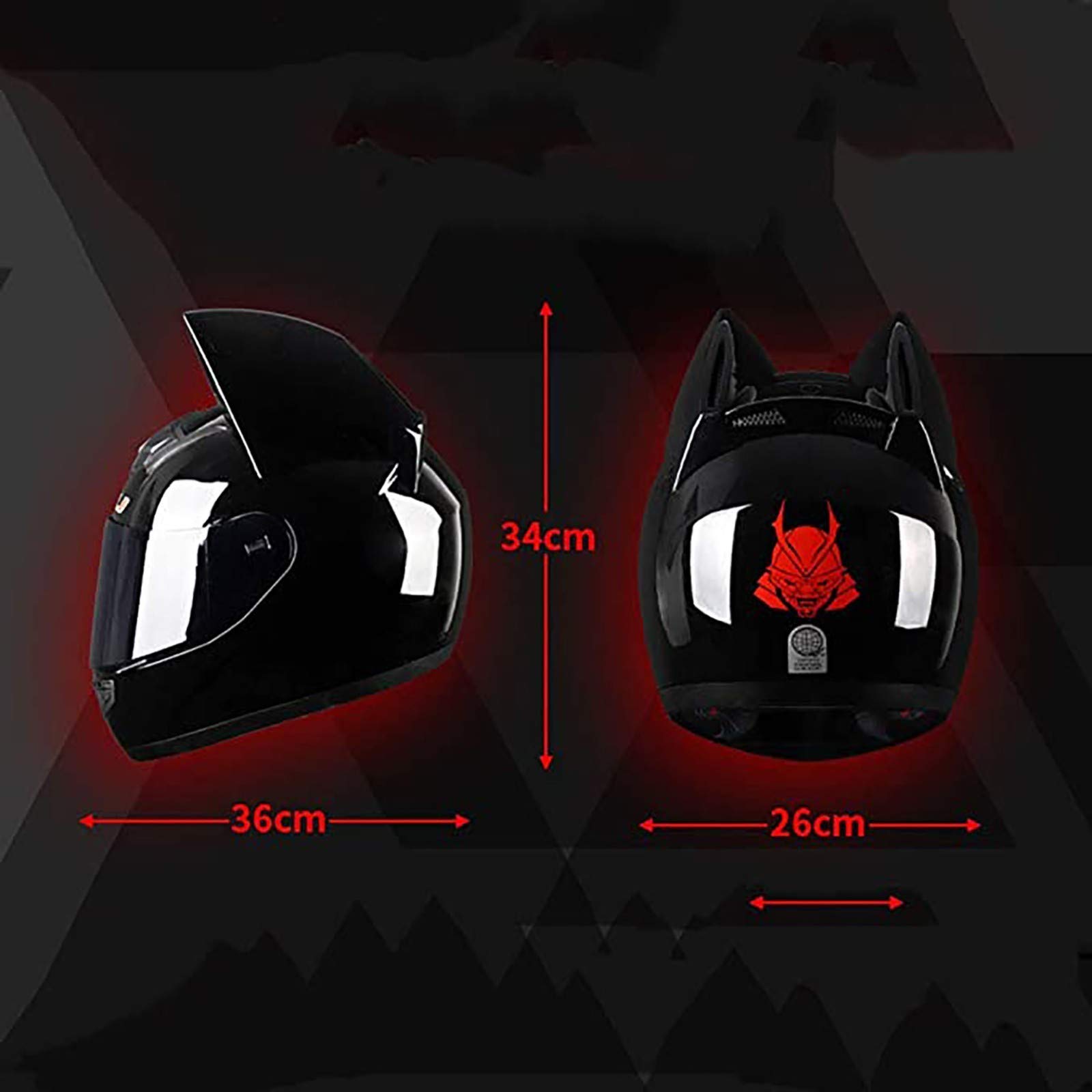 Women's DOT Certified Full Face Motorcycle Helmet with Cat Ears - Lightweight Flip-Up Modular Motocross Helmet for Adults (Size 57-58CM) - Includes Gloves & Mask - Perfect for Street Riding, Commuting & Off-Road Adventures