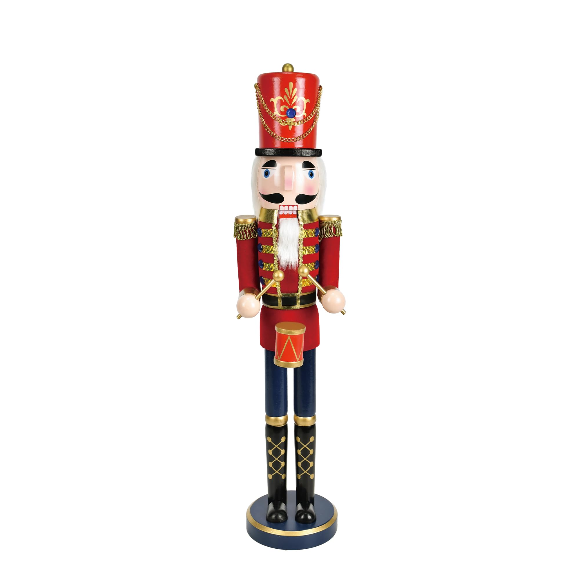 Jeco 24 Inch Red Nutcracker Drummer Soldier Christmas Decoration - Handcrafted Wooden Nutcracker for Holiday Decor, Xmas Tree Ornament & Festive Home Decorations
