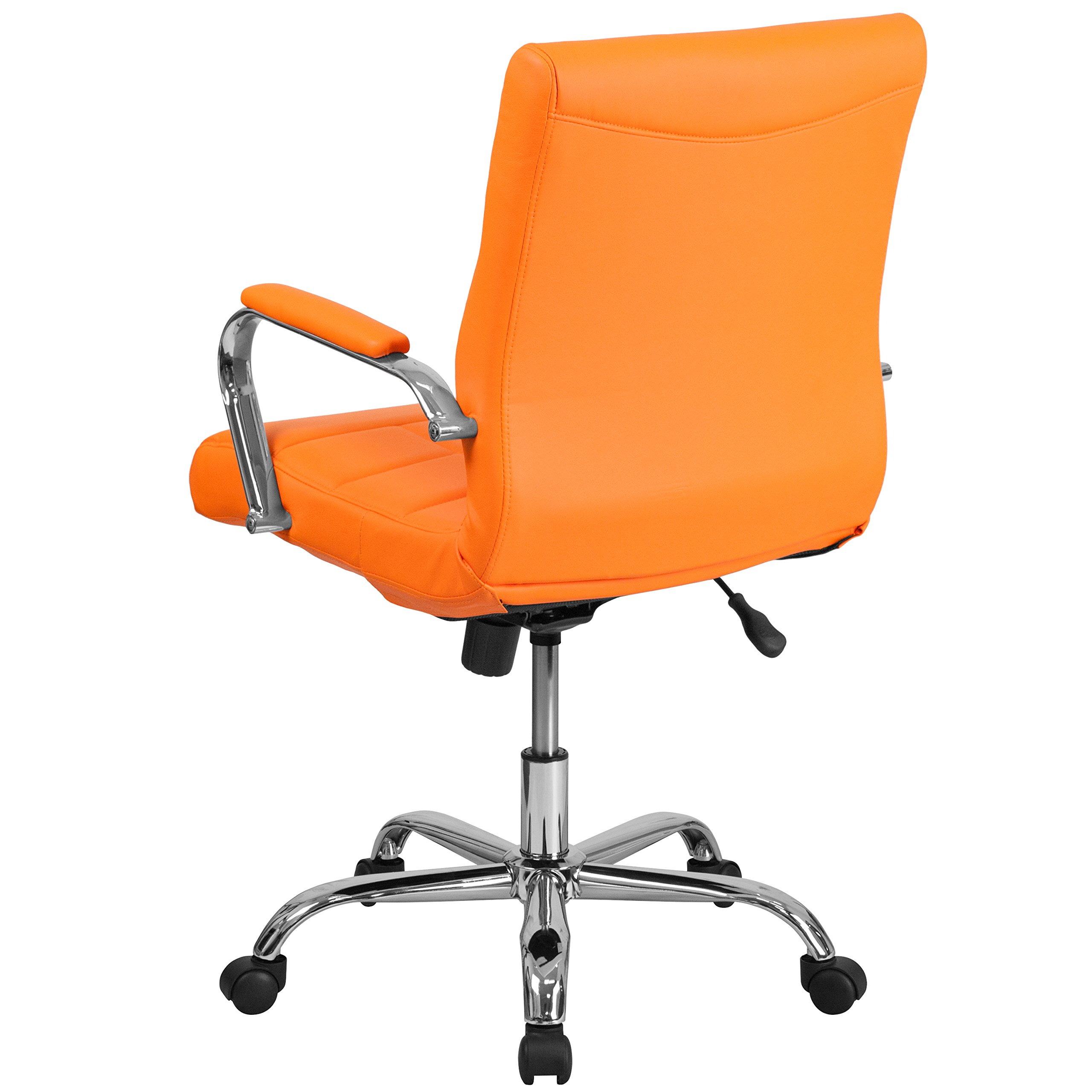 Orange Vinyl Executive Swivel Chair with Chrome Base - Office & Home Use