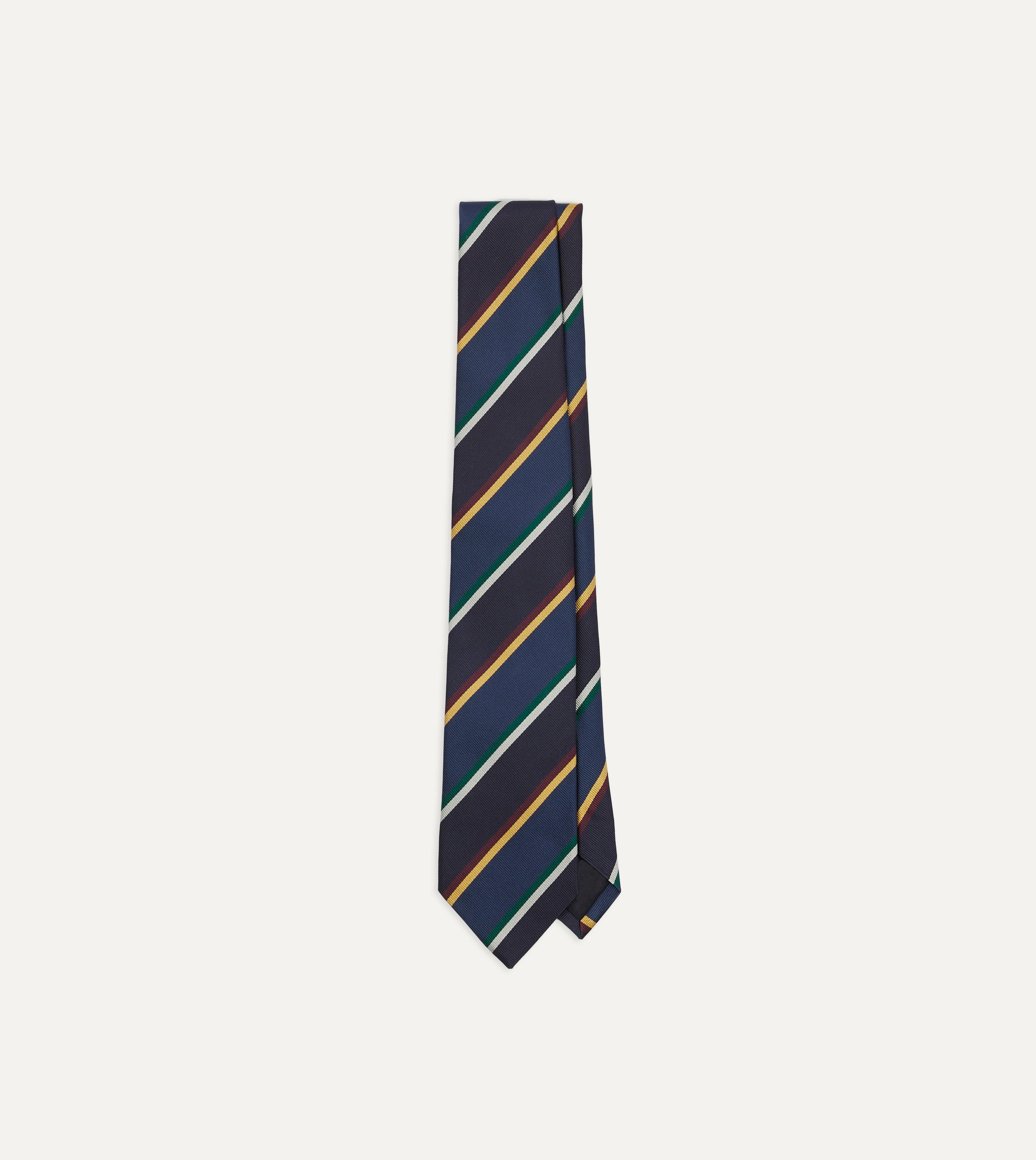 Navy Blue Red Multi Stripe Silk Tipped Necktie for Men - Elegant Formal Tie for Business, Weddings & Special Occasions