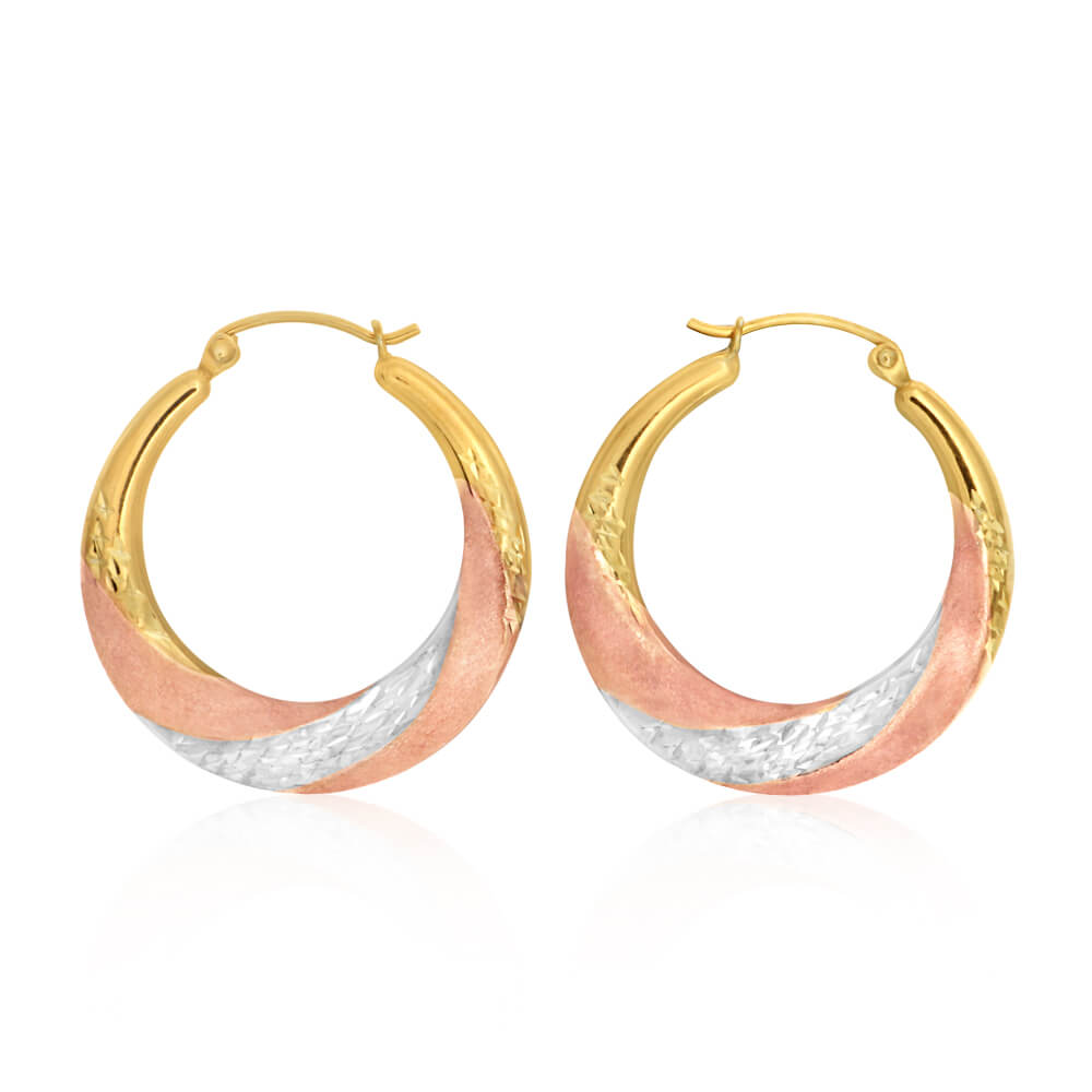 9ct Multi-Tone Gold Silver Filled 20mm Creole Hoop Earrings - Perfect for Everyday Wear, Parties & Special Occasions