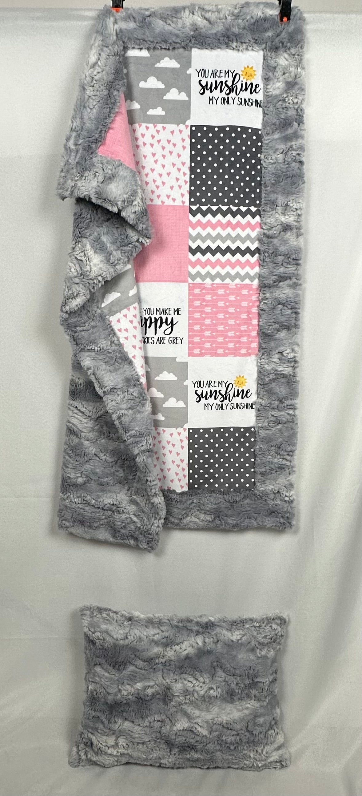 You Are My Sunshine Wild Rabbit Chrome Baby Blanket 30x42 Inches with Matching 12x16 Pillowcase - Soft Nursery Blanket for Crib, Stroller & Photo Props