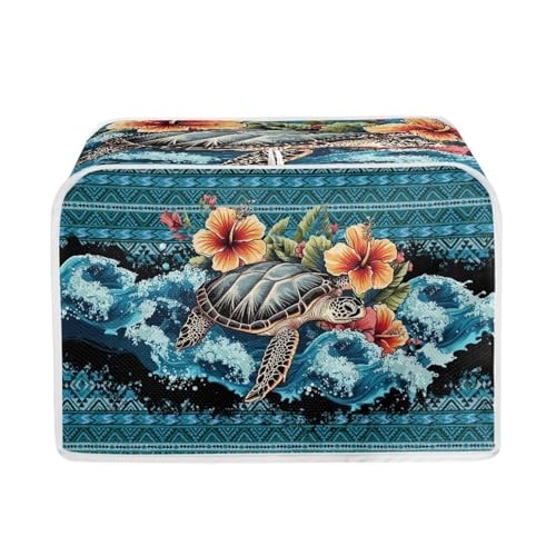 Blue and Orange - Sea Turtle Aztec Hibiscus