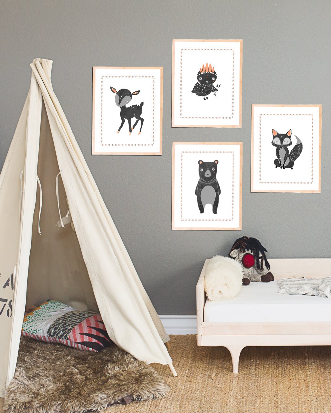 Boho Deer Wall Art Print - 18x24 Inches, Gender Neutral Nursery Decor, Woodland Animal Poster for Kids Room, Baby & Playroom - Perfect for Forest-Themed Nursery, Children's Bedroom & Play Area Decor