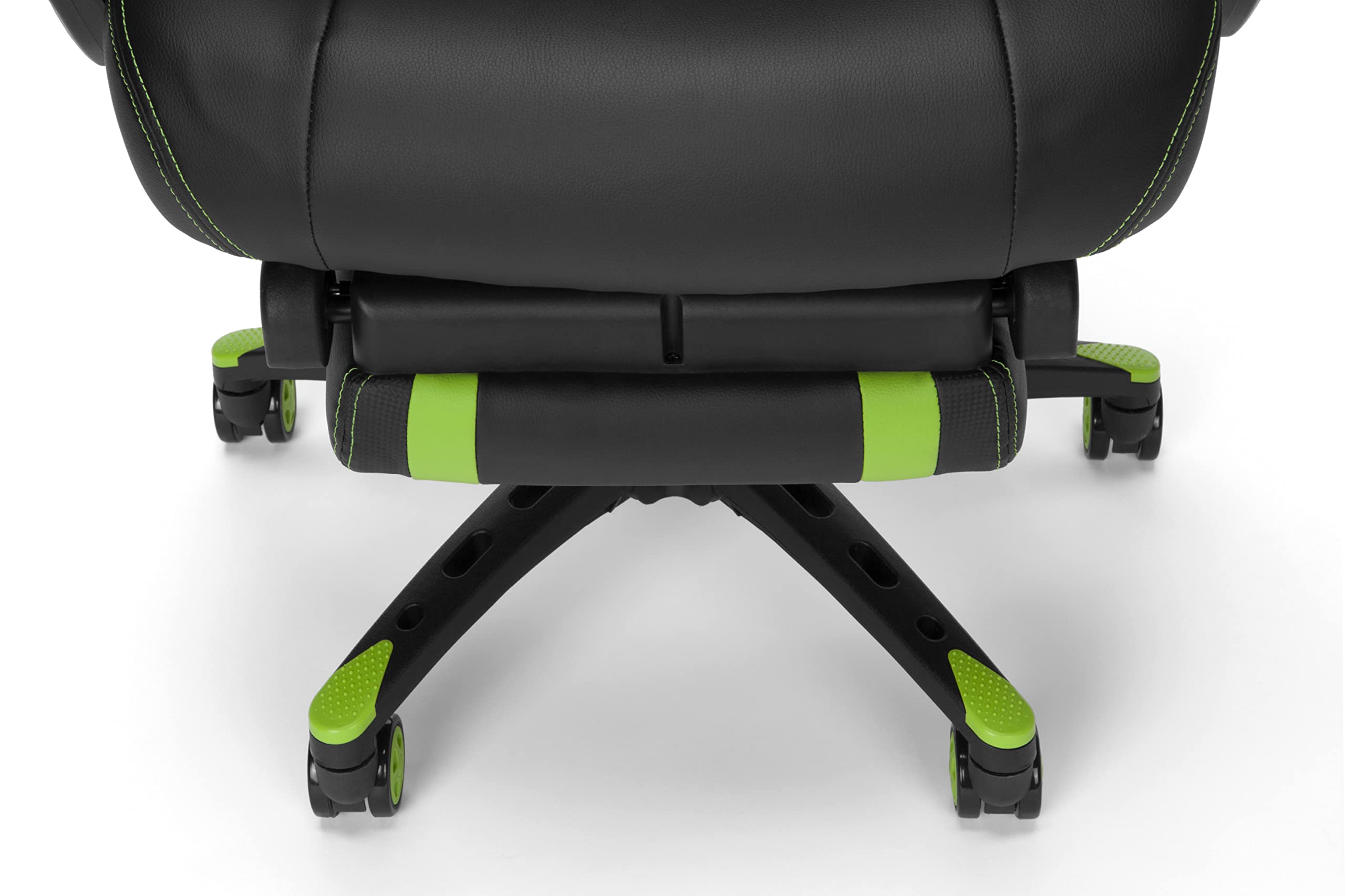 RESPAWN 110 Ergonomic Gaming Chair with Footrest Recliner - Racing Style High Back Office Chair for PC & Desk - 360° Swivel, Adjustable Lumbar Support & Headrest - Padded Armrests - Green (2021 Model) - Perfect for Gaming, Streaming & Home Office Workspace