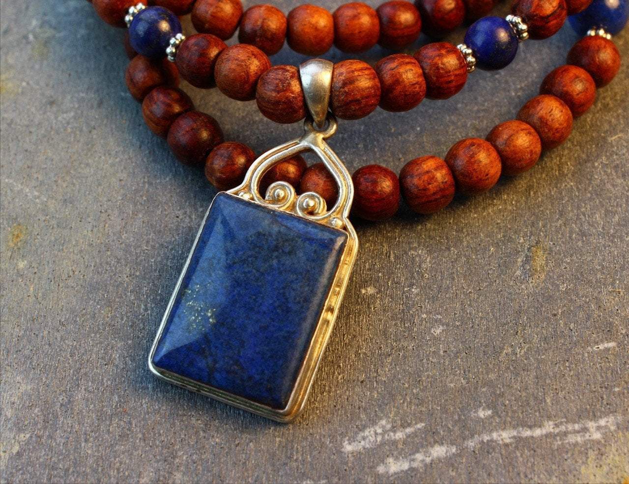 Natural Lapis Lazuli Healing Mala Beads Necklace - Meditation, Yoga & Spiritual Jewelry for Stress Relief & Positive Energy