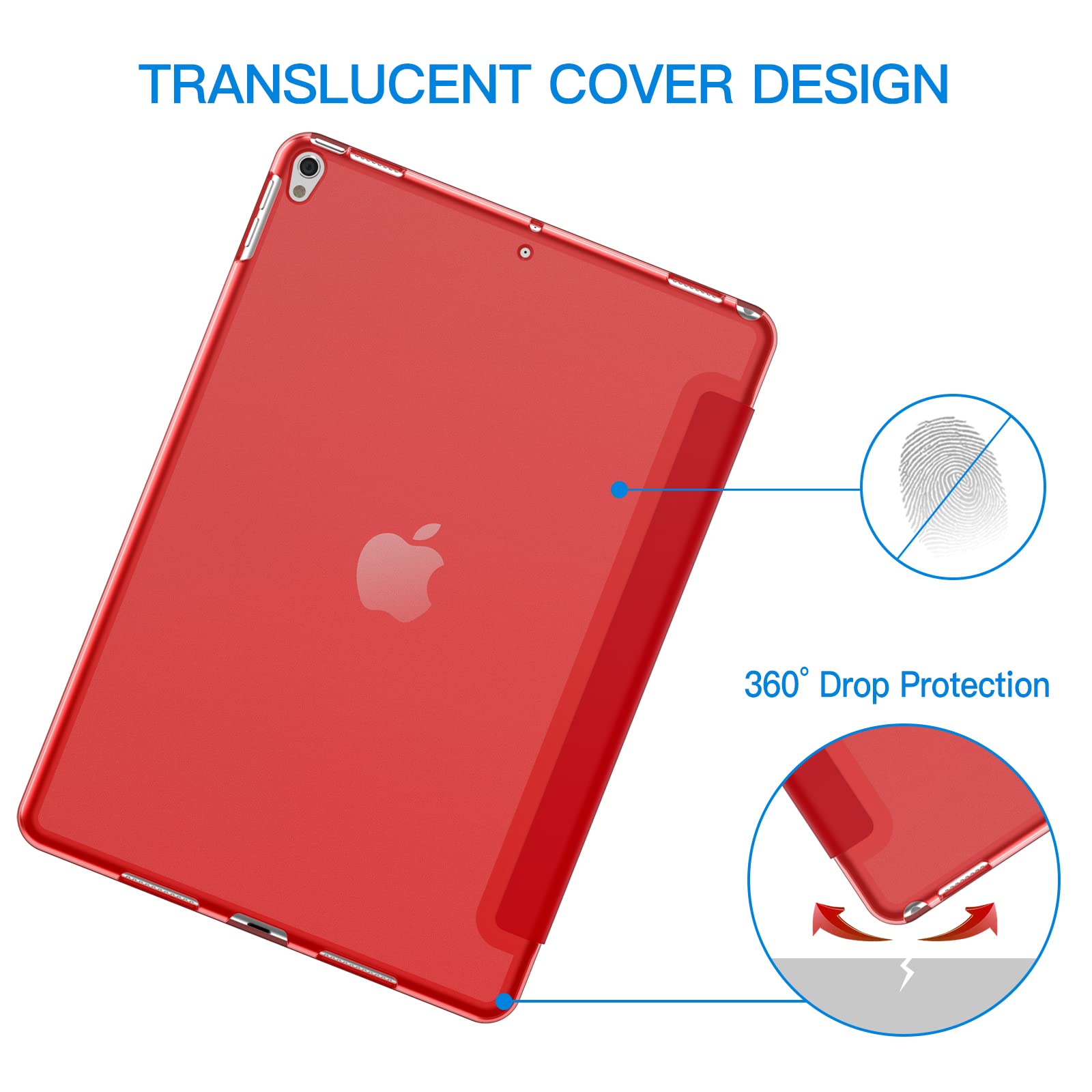 JETech Case for iPad Air 10.5 (2019) & iPad Pro 10.5 (2017) - Protective Cover with Stand Function, Auto Wake/Sleep (Red) - Perfect for Work, Study & Travel