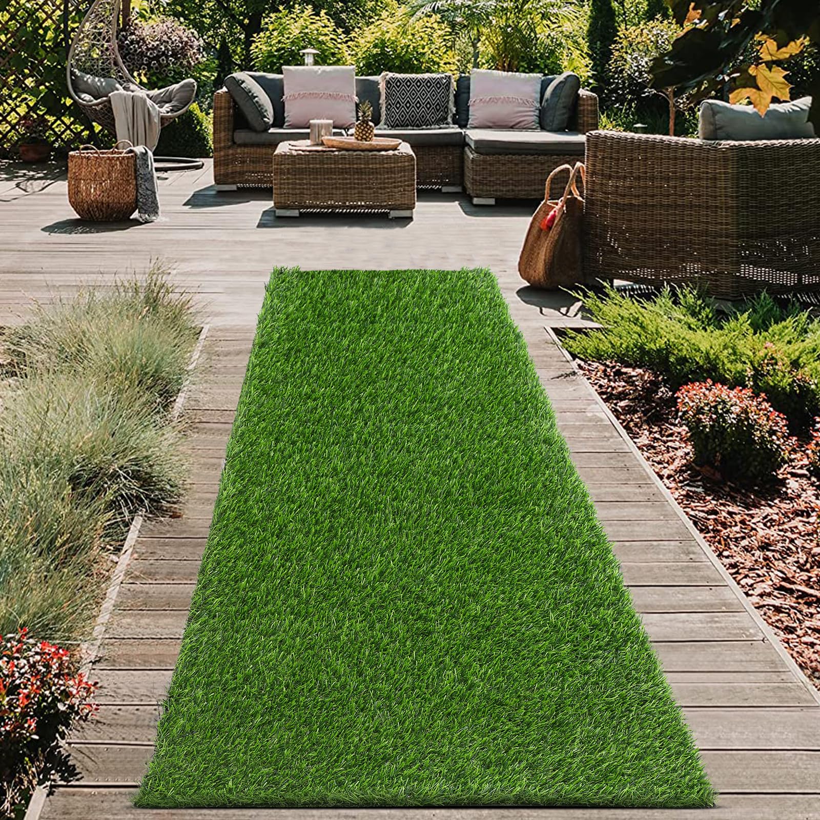 HEBE 2'x6' Artificial Turf Rug with Drainage Holes - Reusable Grass Mat for Dog Potty Training | Indoor/Outdoor Pet Pee Pad | Perfect for Balcony, Patio & Kennel Use