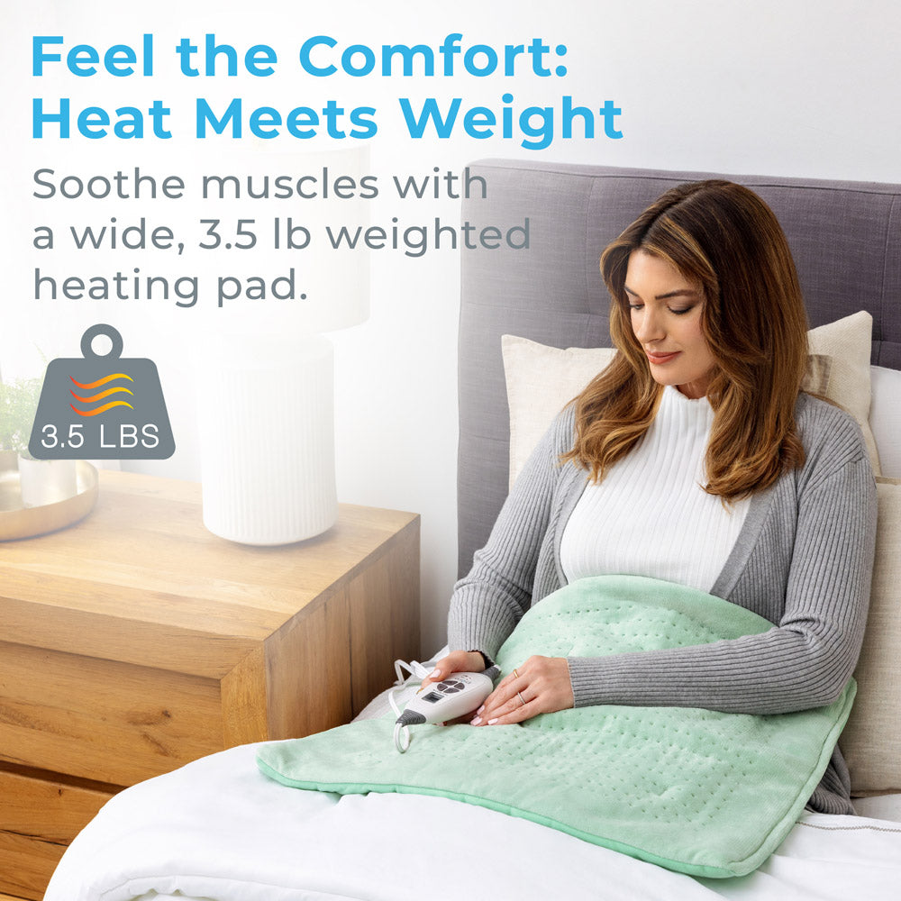 WeightedWarmth™ Extra Wide Weighted Heating Pad for Back Pain Relief - Large Electric Heating Pad with Adjustable Temperature - Perfect for Muscle Relaxation, Cramps & Cold Weather Comfort