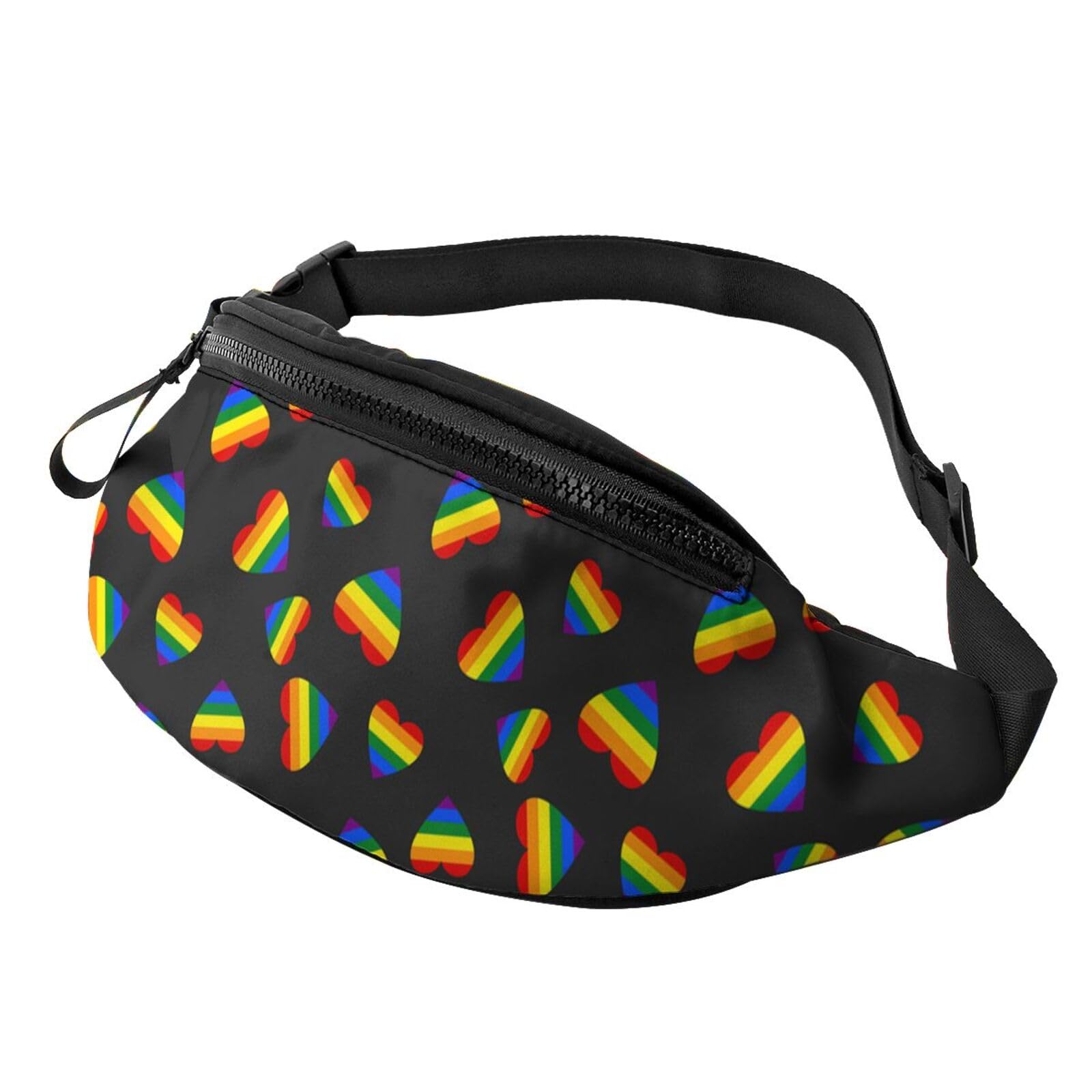 Rainbow Gay Pride Heart Waist Bag - Adjustable Belt Fanny Pack for Men & Women - Perfect for Travel, Running, Sports & Pride Events