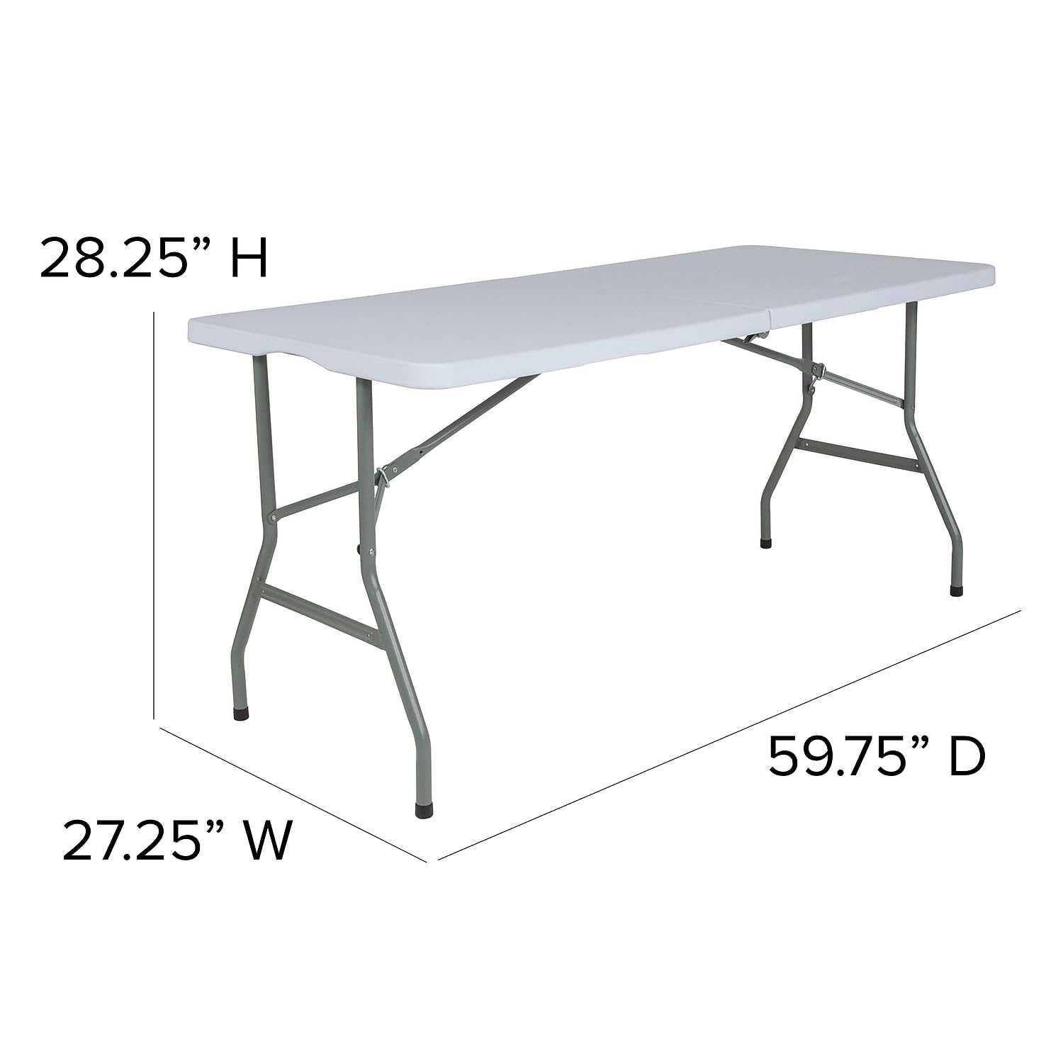 Flash Furniture Kathryn 4.97-Foot Bi-Fold Granite White Plastic Folding Table - Perfect for Events, Parties, and Home Use
