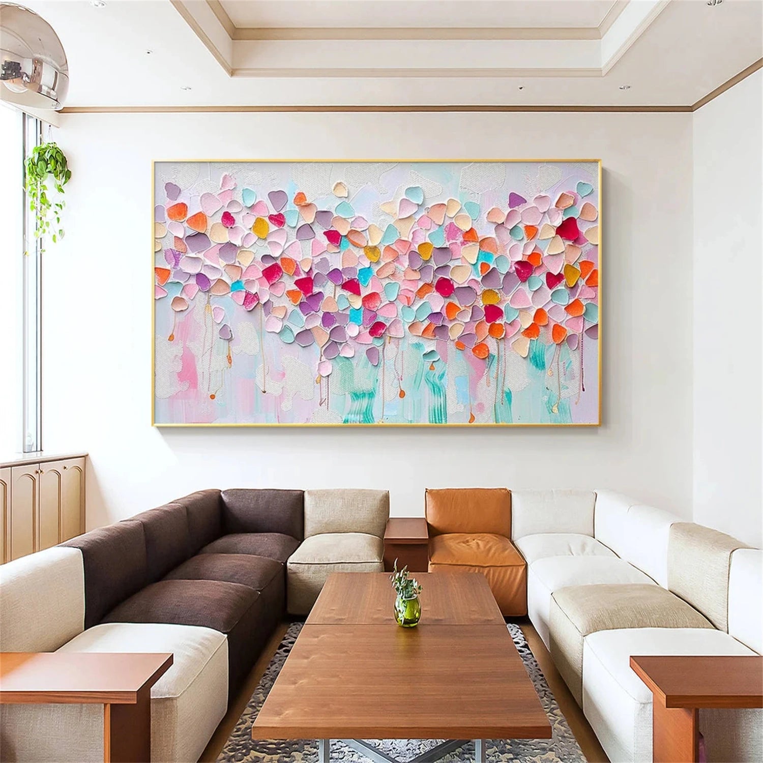 Beautiful Flower and Tree Painting #FT166 - Handmade Canvas Art for Home Decor, Living Room, Bedroom & Office Wall