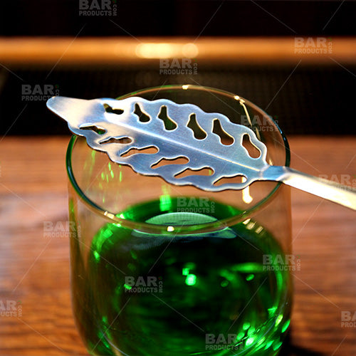 BarConic® Premium Stainless Steel Absinthe Spoon with Leaf Design - Perfect for Traditional Absinthe Dripping & Home Bar Accessories