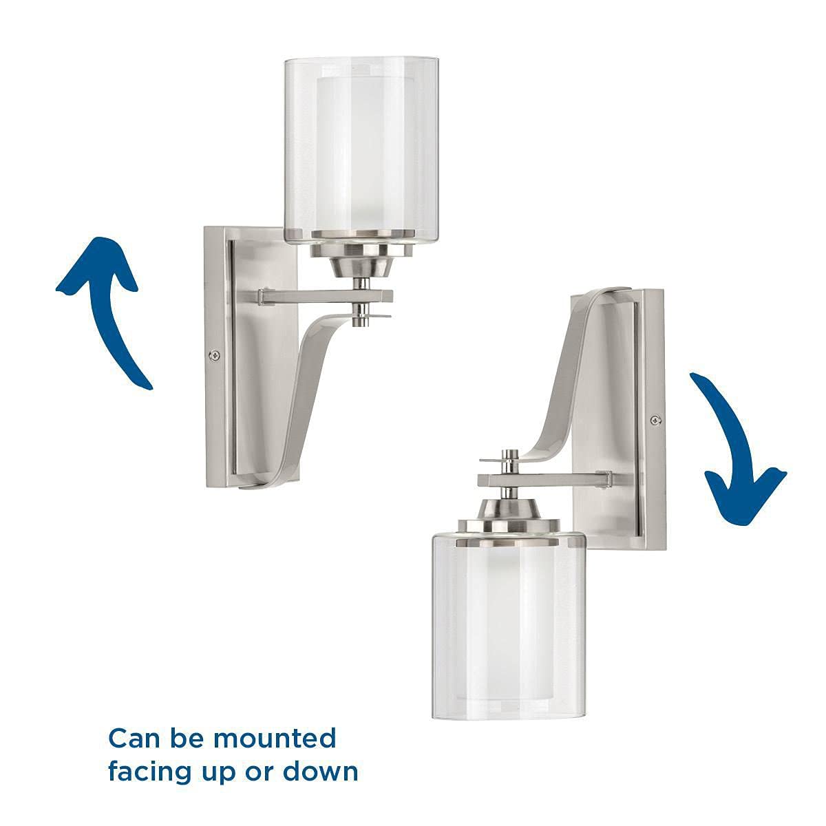Progress Lighting Kene Collection 1-Light Clear Glass Craftsman Bath Vanity Light in Brushed Nickel - Perfect for Bathroom Vanity, Powder Room, or Dressing Area Lighting