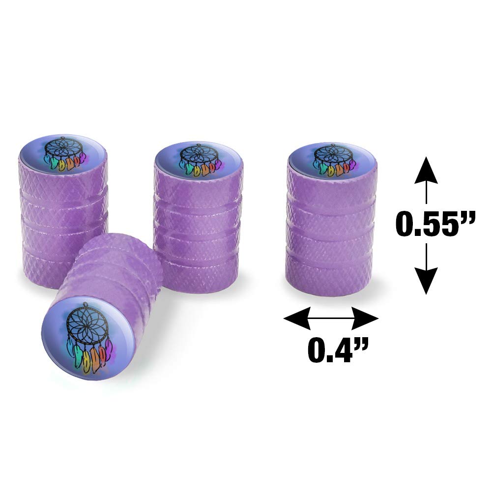 Dream Catcher with Rainbow Feathers - Watercolor Sketch Tire Rim Wheel Aluminum Valve Stem Caps - Perfect for Car Enthusiasts & Custom Vehicle Accessories